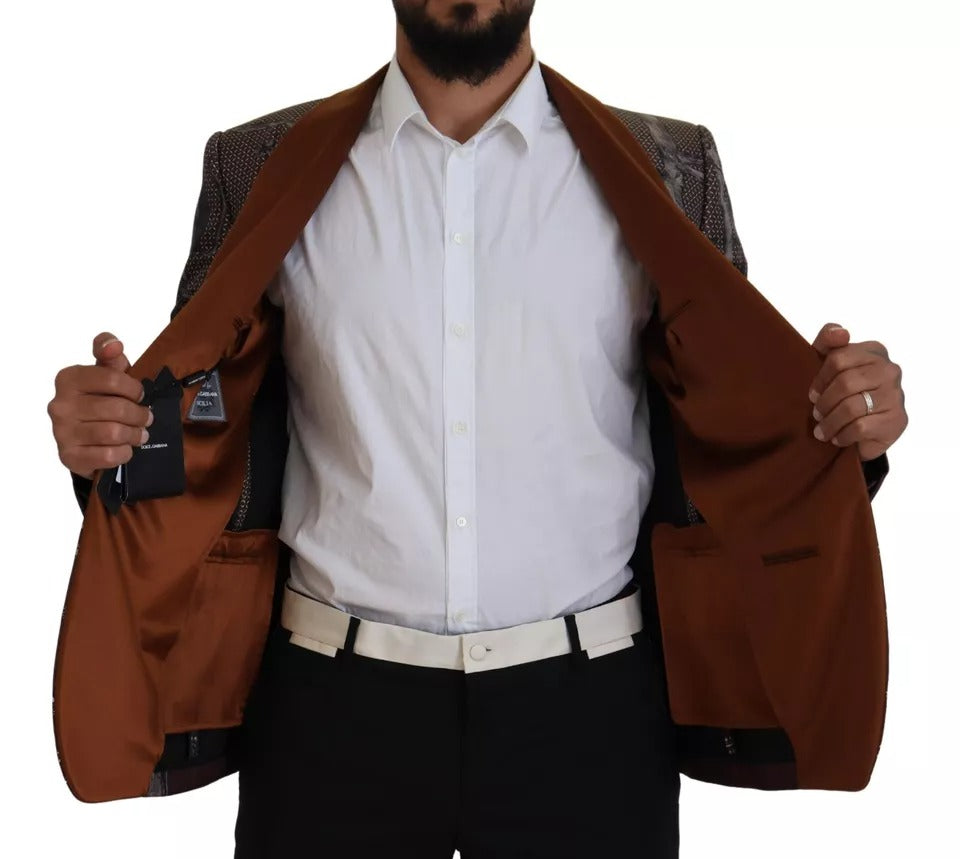 Dolce & Gabbana Blazer ajustado de seda con estampado de monos en bronce