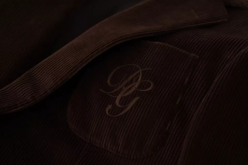 Abrigo ajustado de pana marrón de Dolce & Gabbana Blazer con logotipo DG