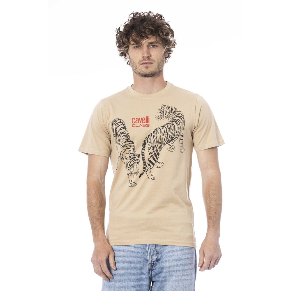 T-shirt en coton beige pour homme Cavalli Class