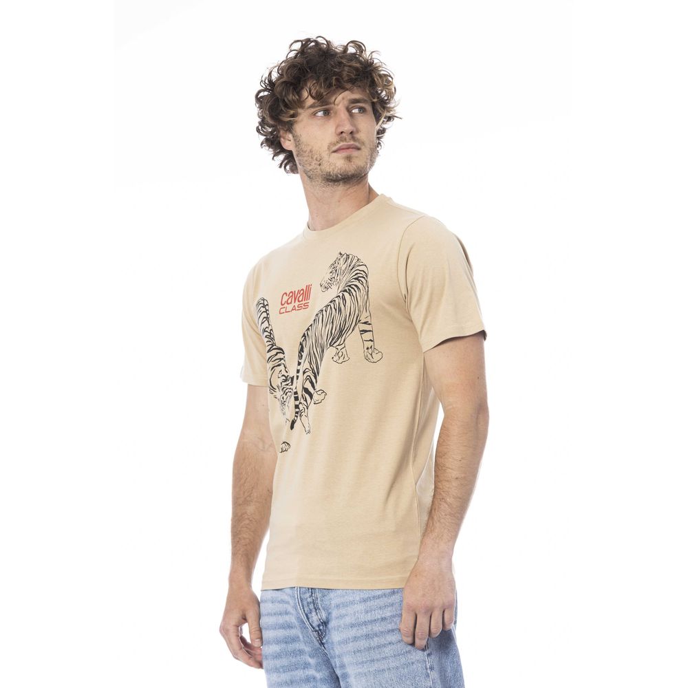 T-shirt en coton beige pour homme Cavalli Class