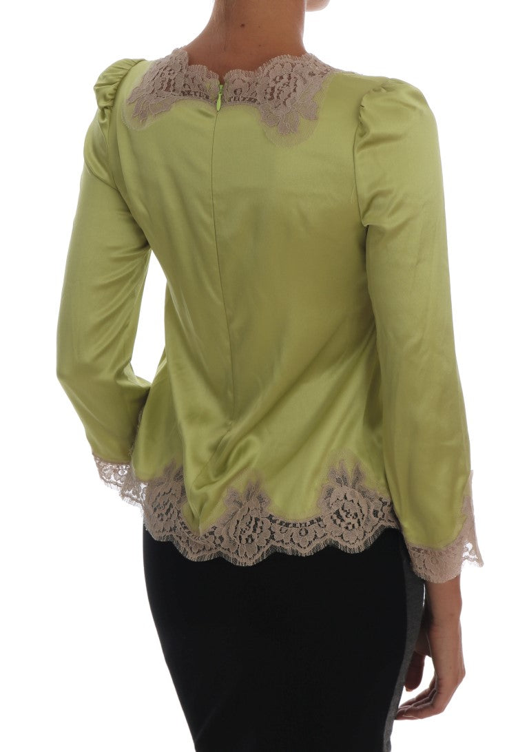 Dolce & Gabbana Blouse élégante en soie et dentelle florale