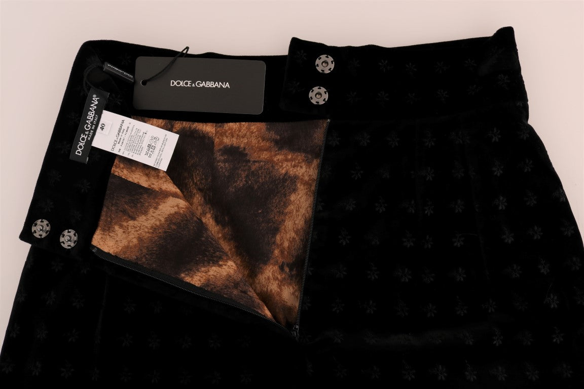 Dolce & Gabbana Baroque Embroidered Velvet Pencil Skirt - Elegance Online Limited