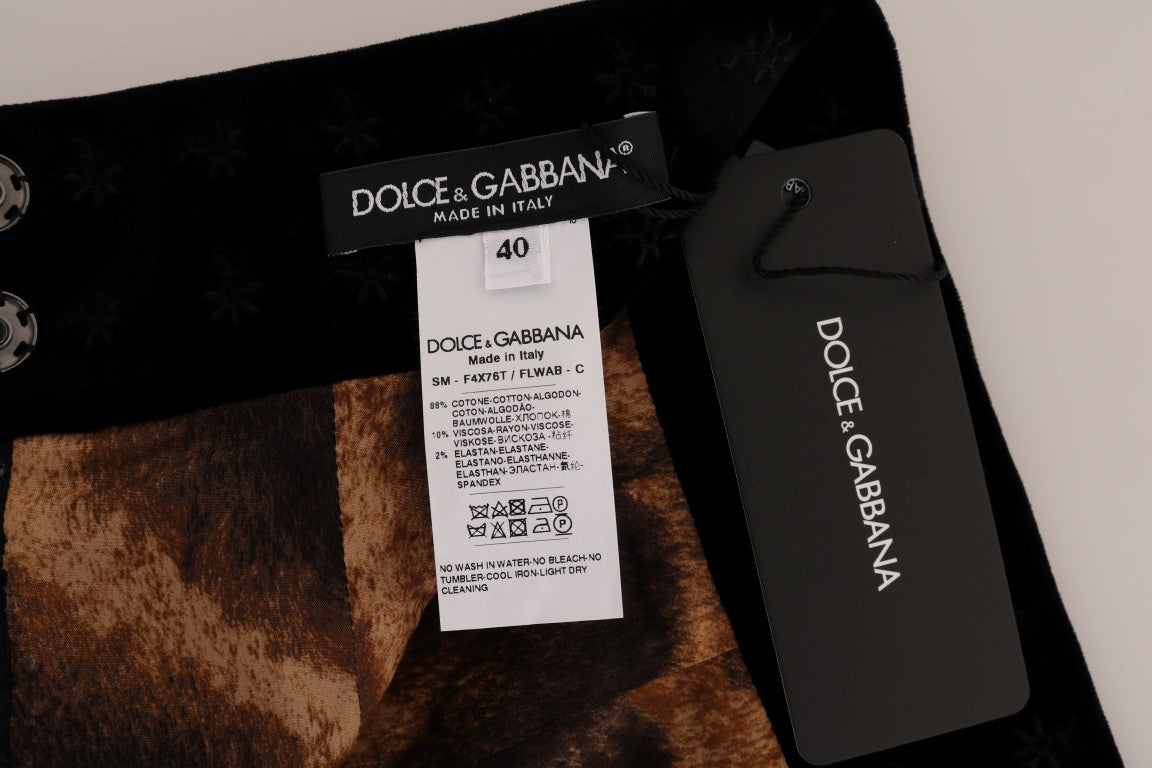 Dolce & Gabbana Baroque Embroidered Velvet Pencil Skirt - Elegance Online Limited