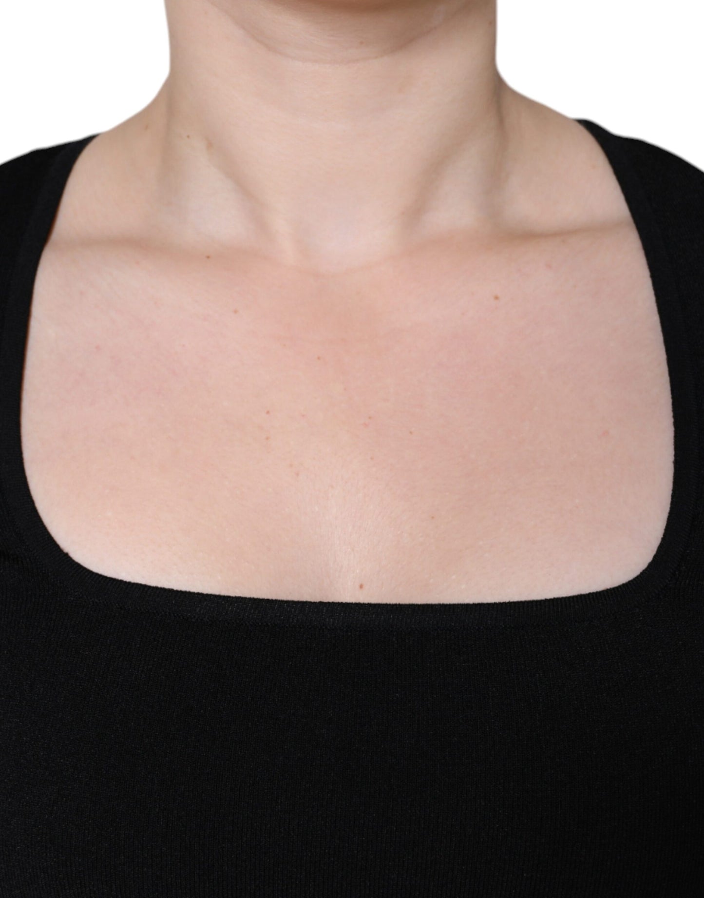 Blusa negra de manga larga con escote cuadrado de Dolce & Gabbana
