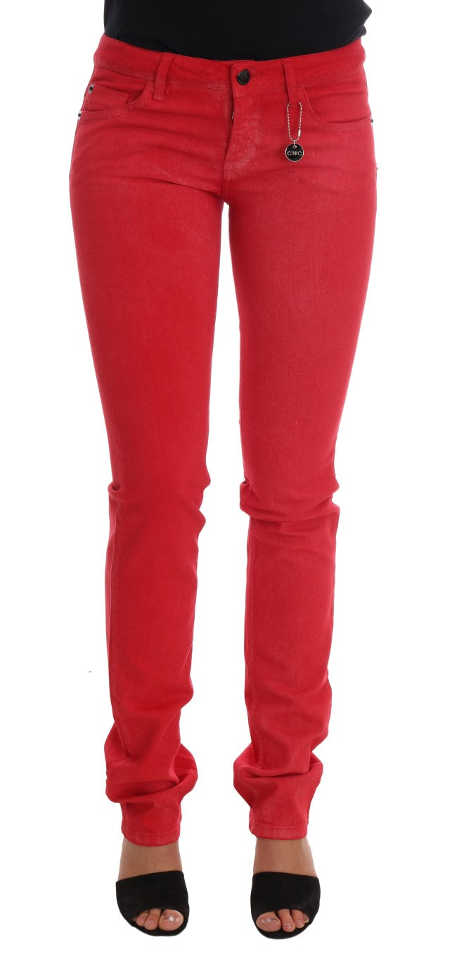 Costume National Radiant Red Super Slim Designer Jeans - Elegance Online Limited