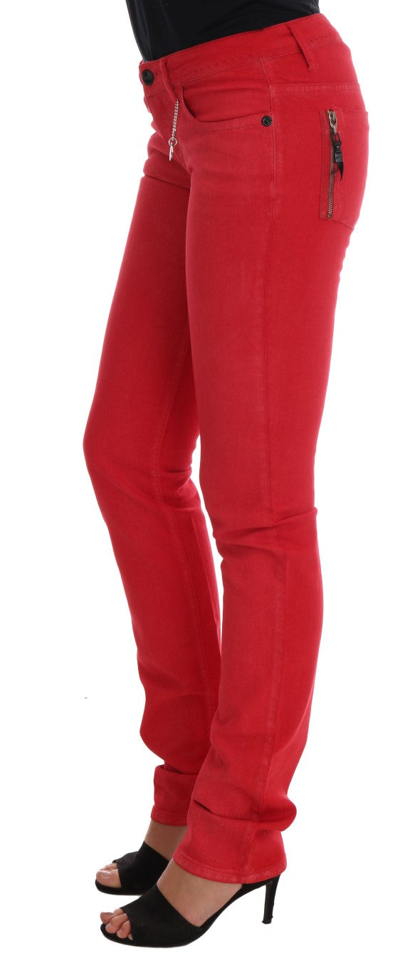 Costume National Radiant Red Super Slim Designer Jeans - Elegance Online Limited