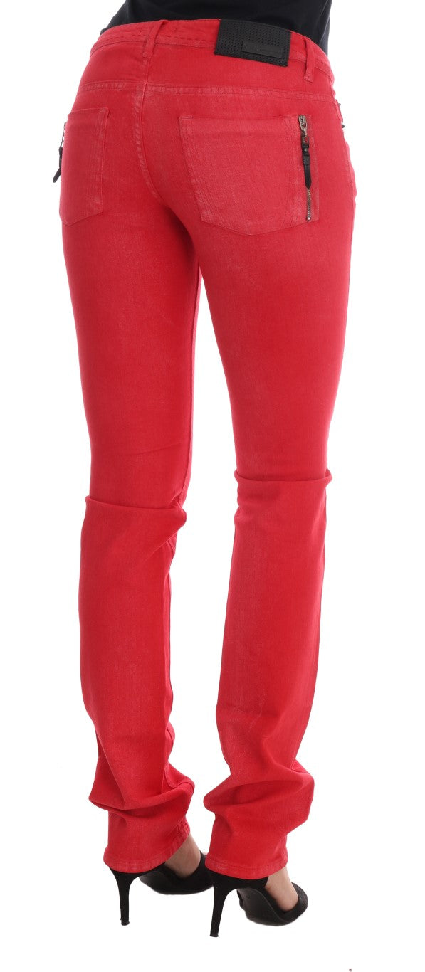 Costume National Radiant Red Super Slim Designer Jeans - Elegance Online Limited