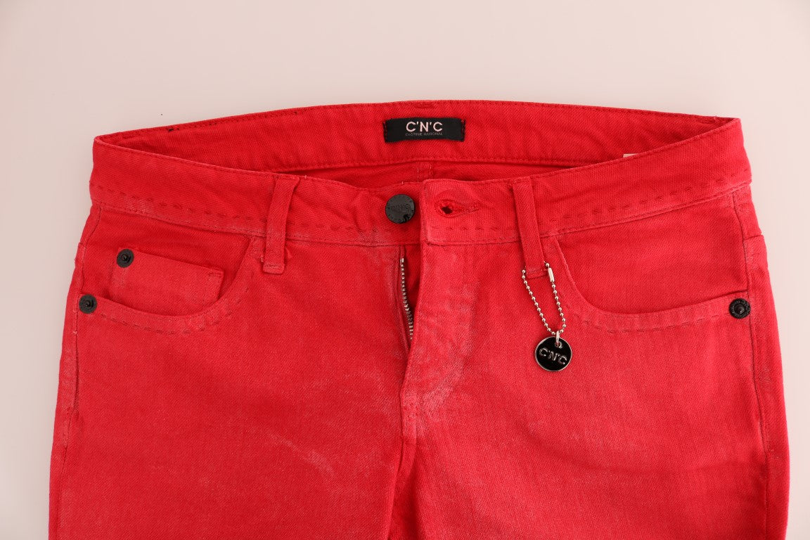 Costume National Radiant Red Super Slim Designer Jeans - Elegance Online Limited