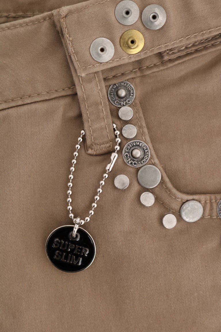 Costume National Beige Super Slim Fit Designer Jeans - Elegance Online Limited