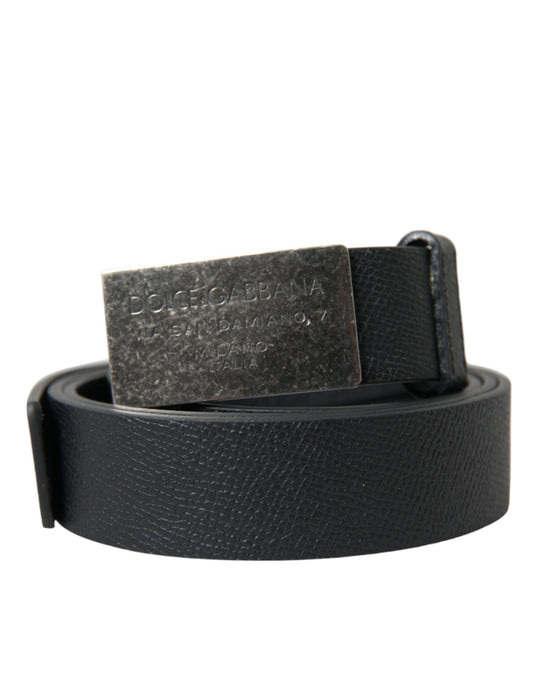 Dolce & Gabbana Elegant Black Calf Leather Belt with Metal Buckle