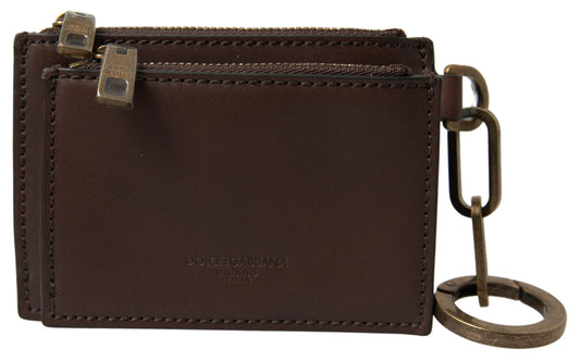 Dolce & Gabbana Elegant Brown Leather Coin Purse Wallet
