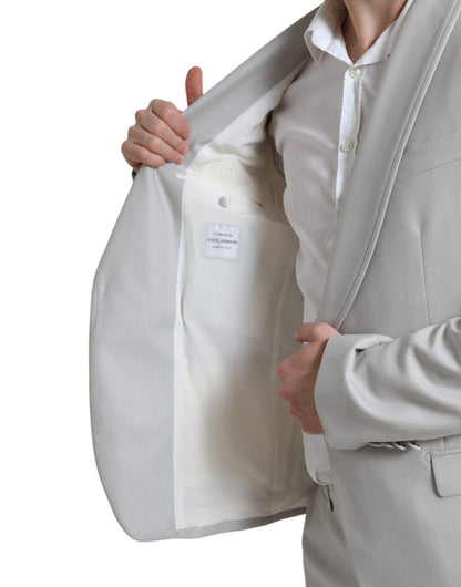 Dolce & Gabbana Elegant Silver Slim Fit Wool-Silk Suit