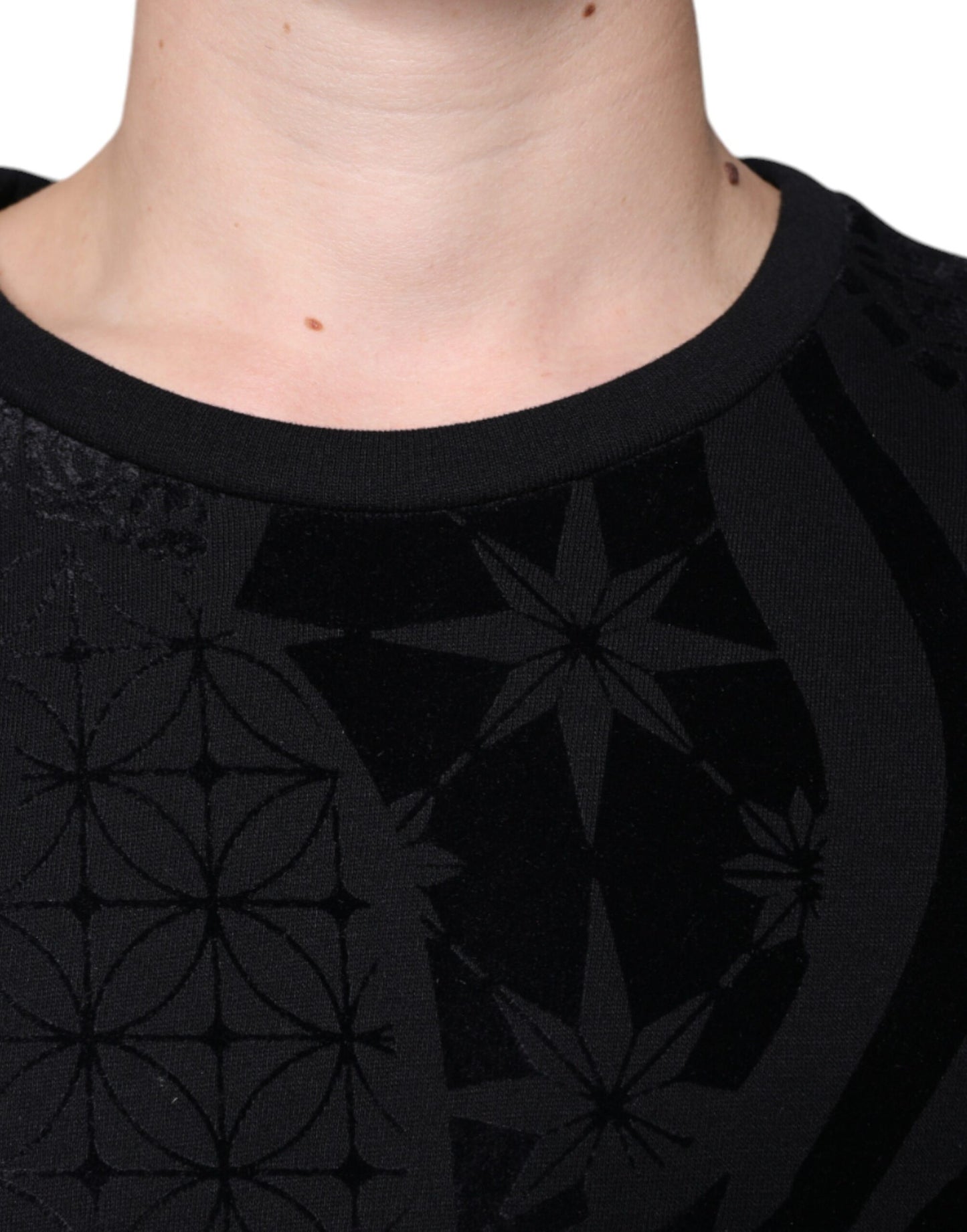 Suéter tipo sudadera con cuello redondo y estampado negro de Dolce & Gabbana