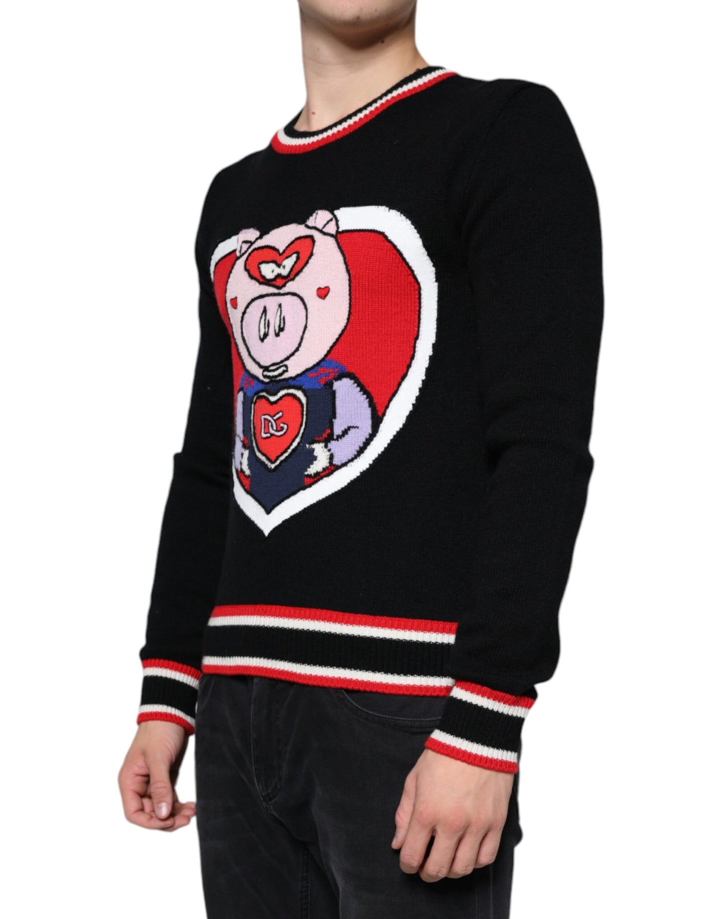 Suéter de cachemira negro con motivo del cerdo del año de Dolce & Gabbana