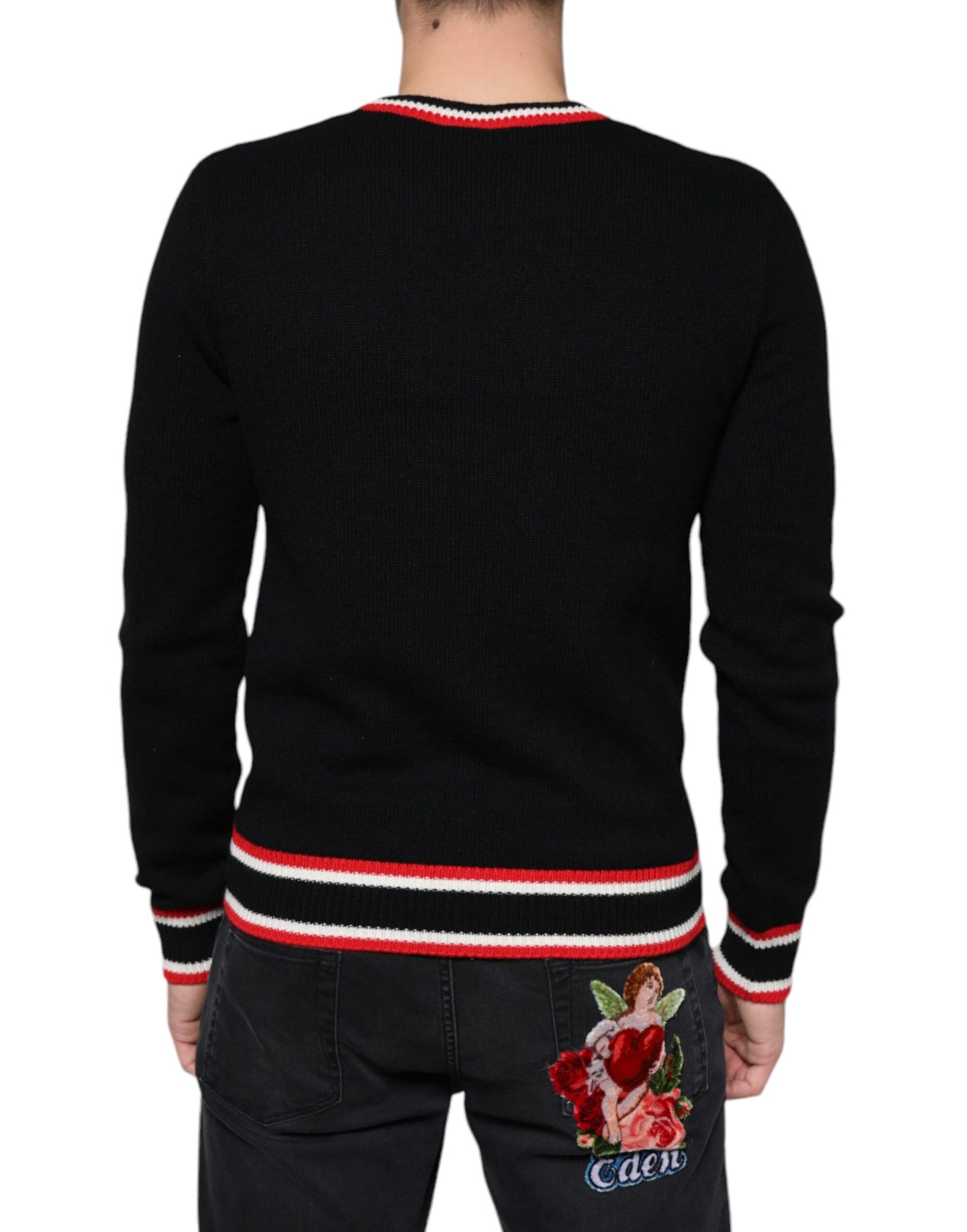Suéter de cachemira negro con motivo del cerdo del año de Dolce & Gabbana