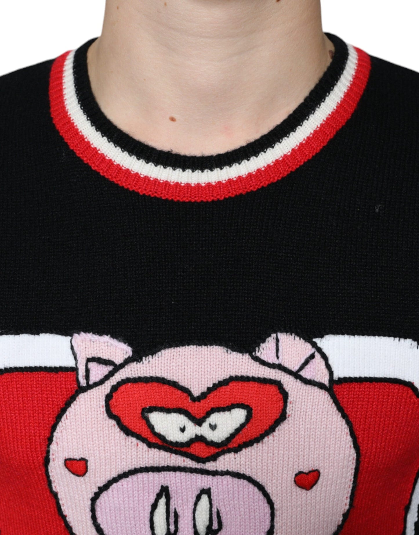 Suéter de cachemira negro con motivo del cerdo del año de Dolce & Gabbana