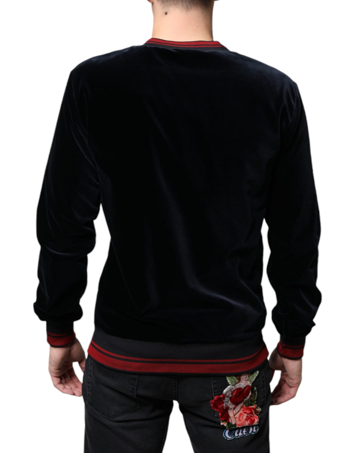 Suéter tipo sudadera con cuello redondo y estampado de jacquard multicolor de Dolce & Gabbana