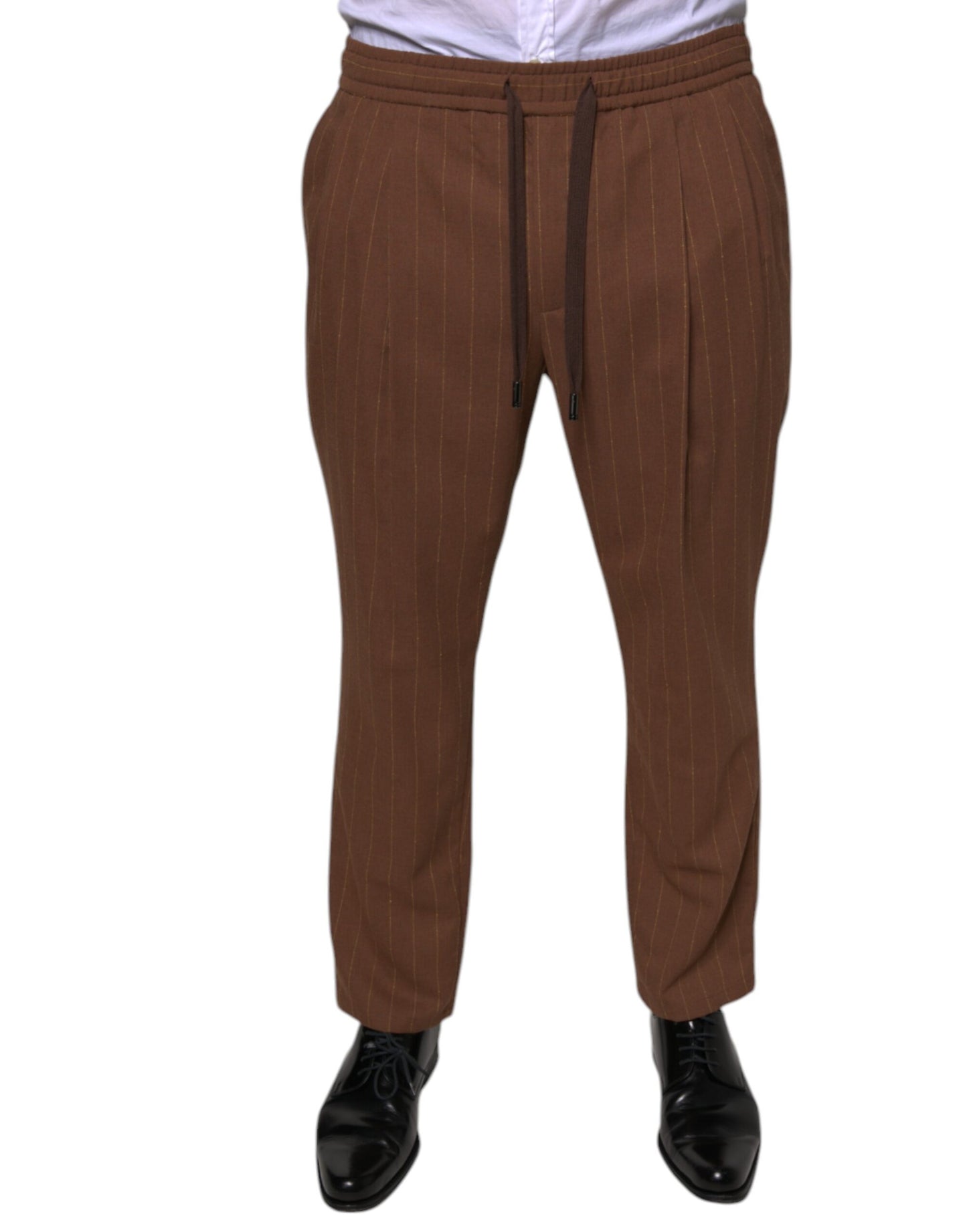 Pantalones de vestir ajustados con rayas marrones de Dolce & Gabbana para hombre