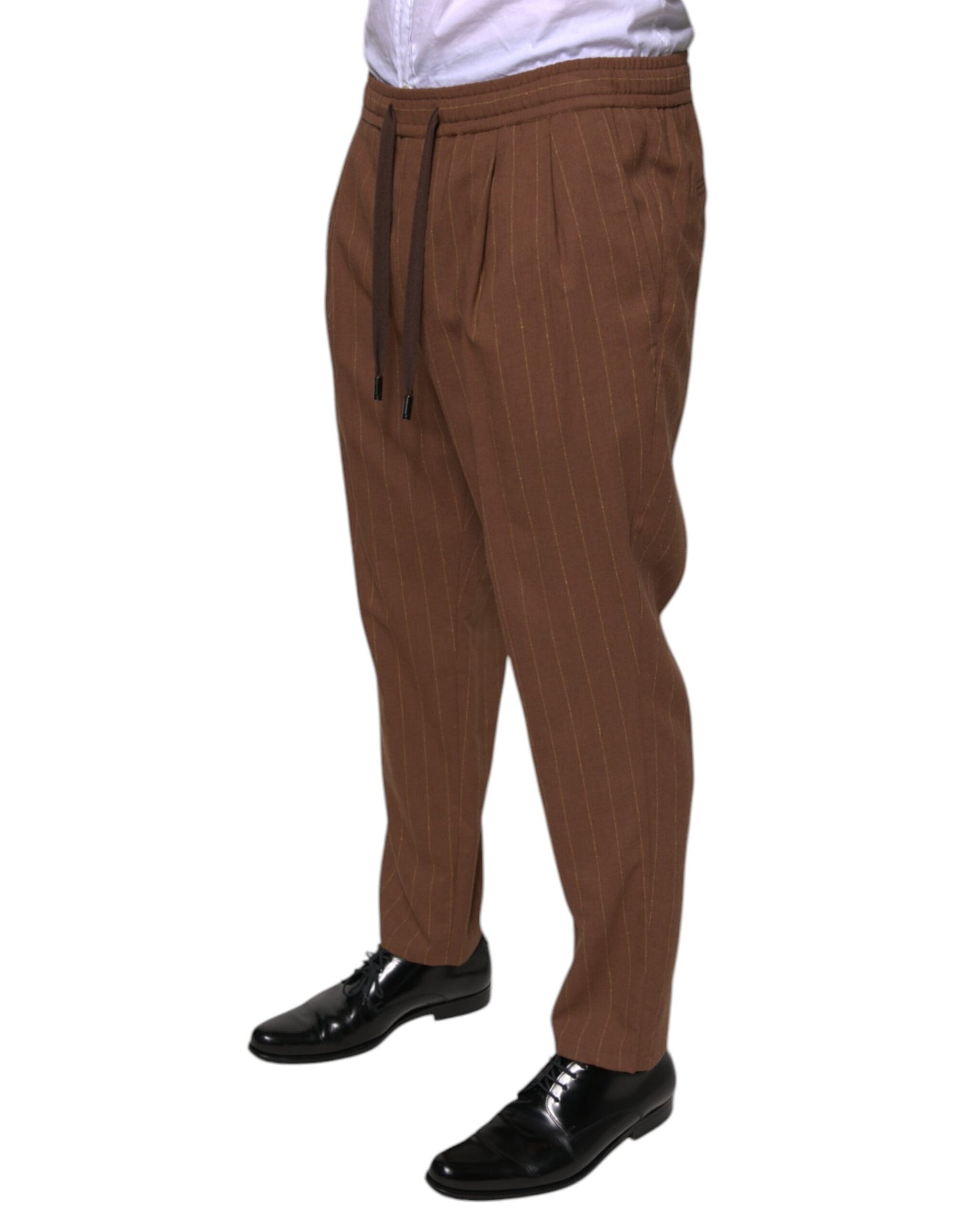 Pantalones de vestir ajustados con rayas marrones de Dolce & Gabbana para hombre