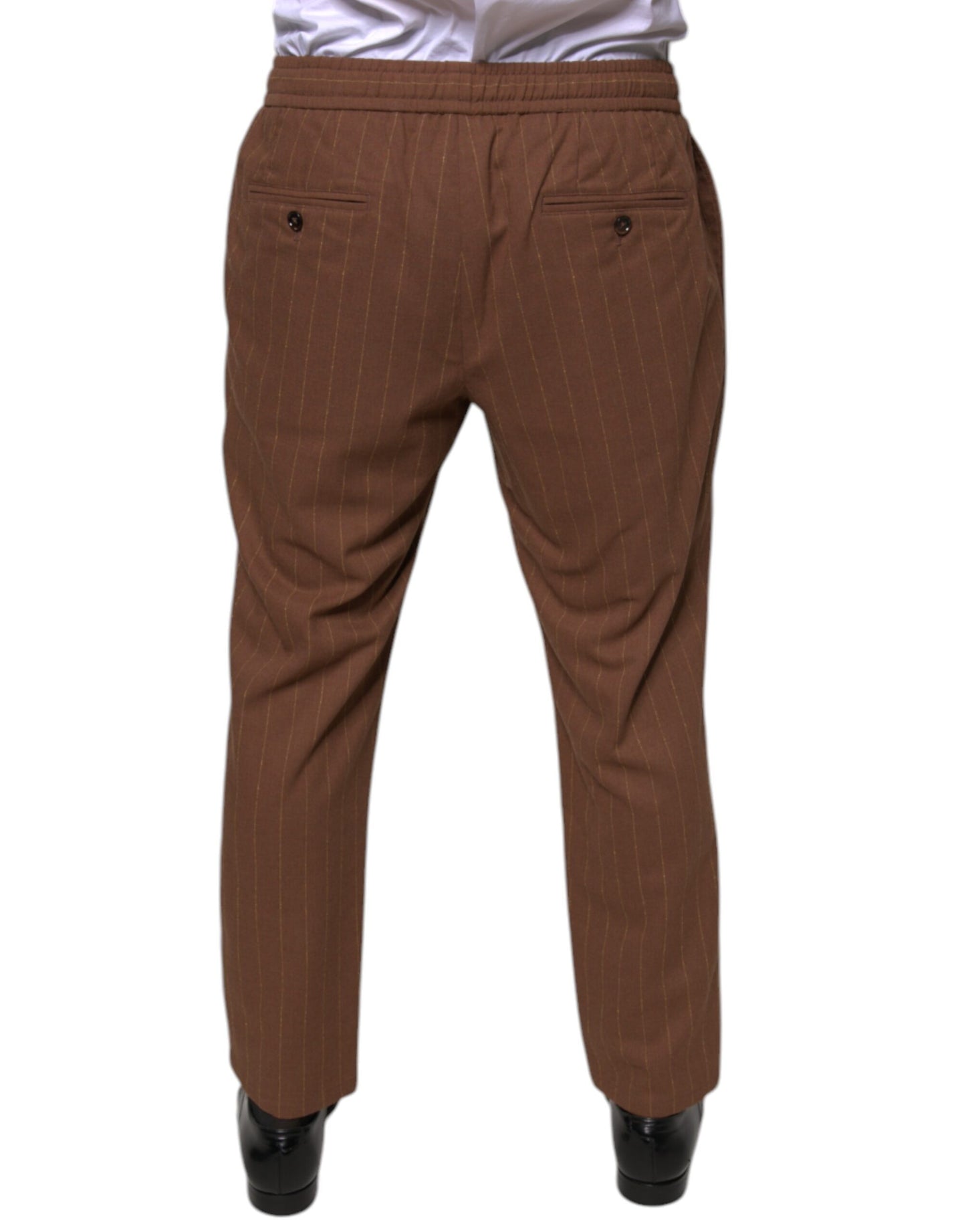 Pantalones de vestir ajustados con rayas marrones de Dolce & Gabbana para hombre