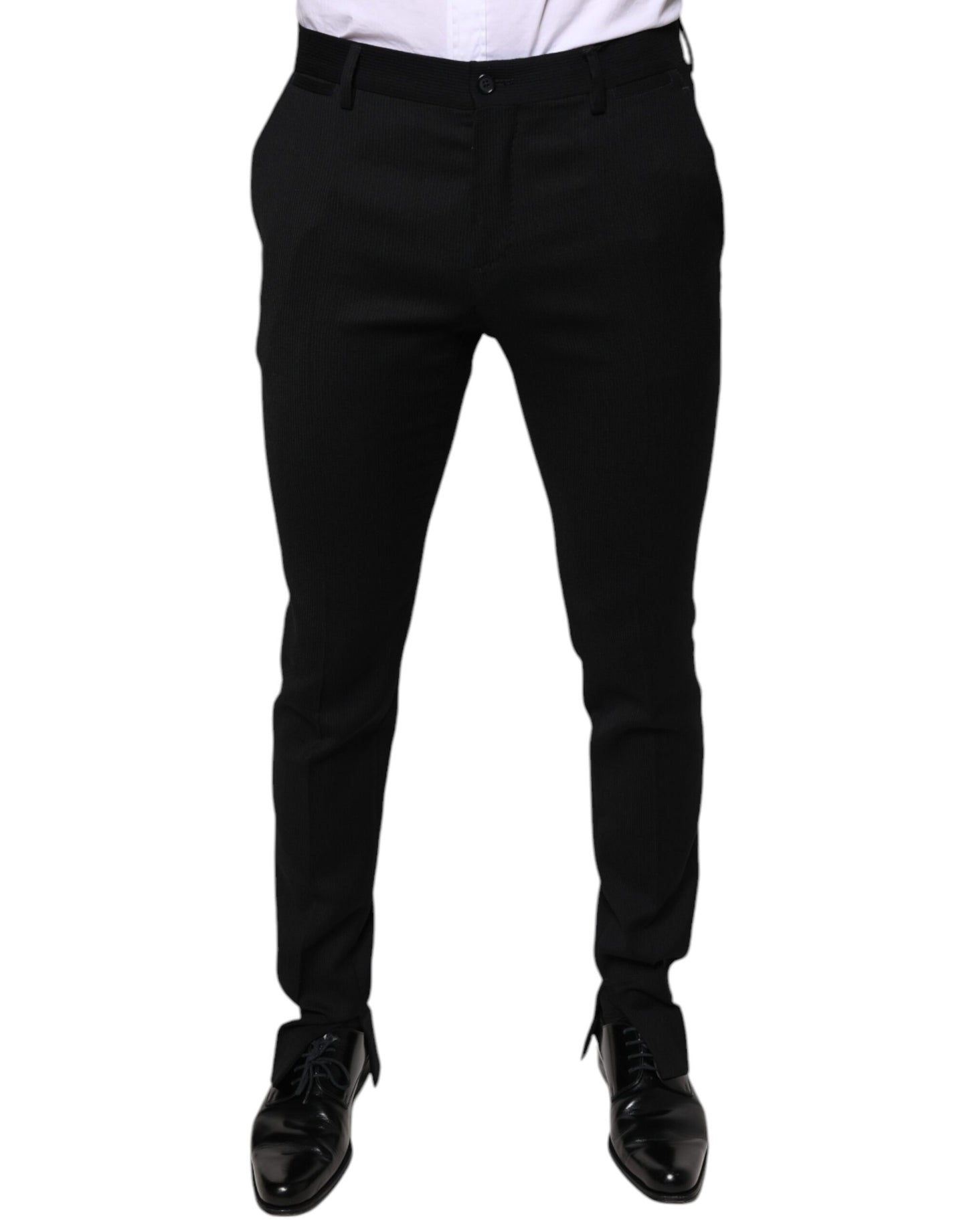 Pantalones de vestir formales ajustados de lana negra de Dolce & Gabbana