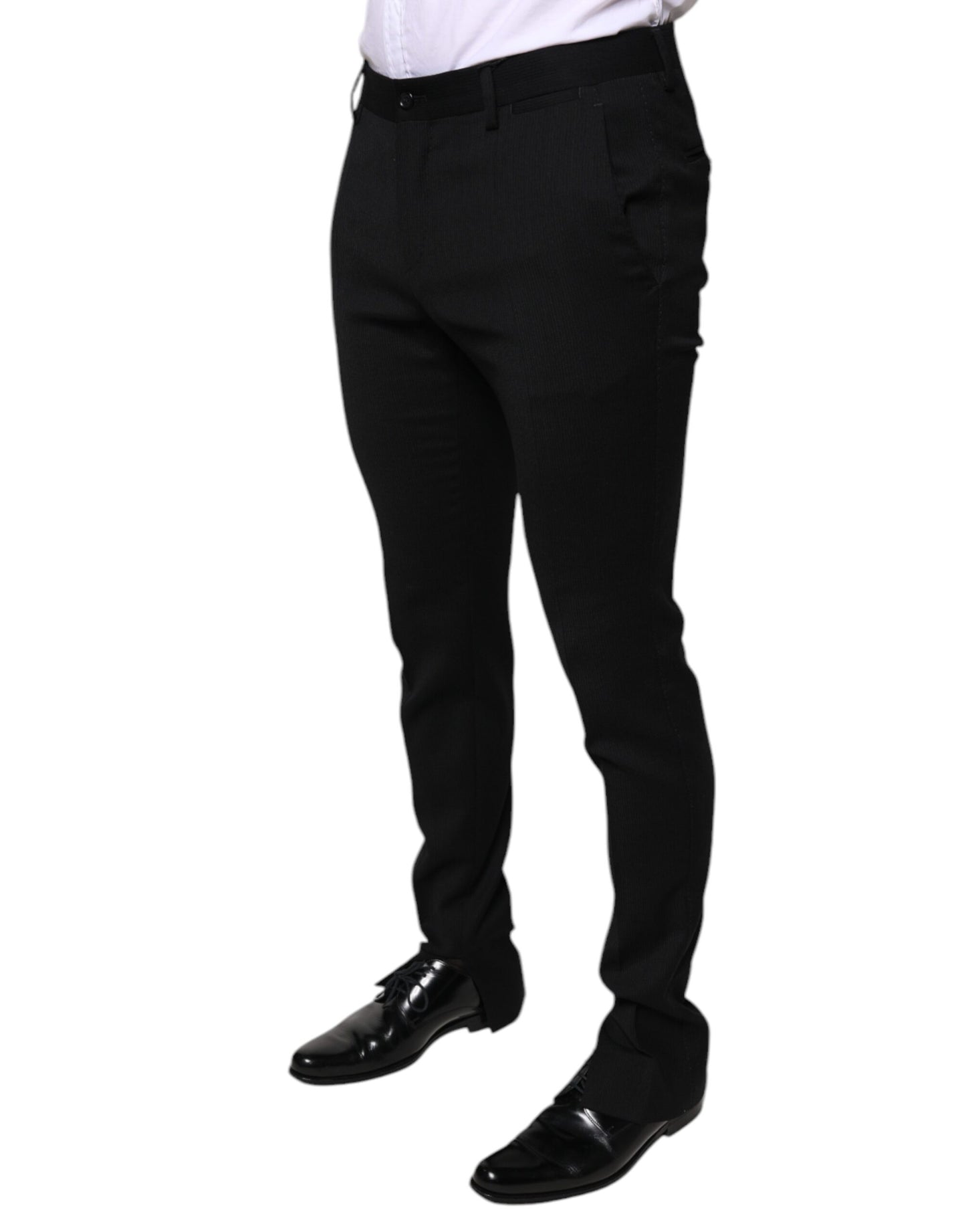 Pantalones de vestir formales ajustados de lana negra de Dolce & Gabbana