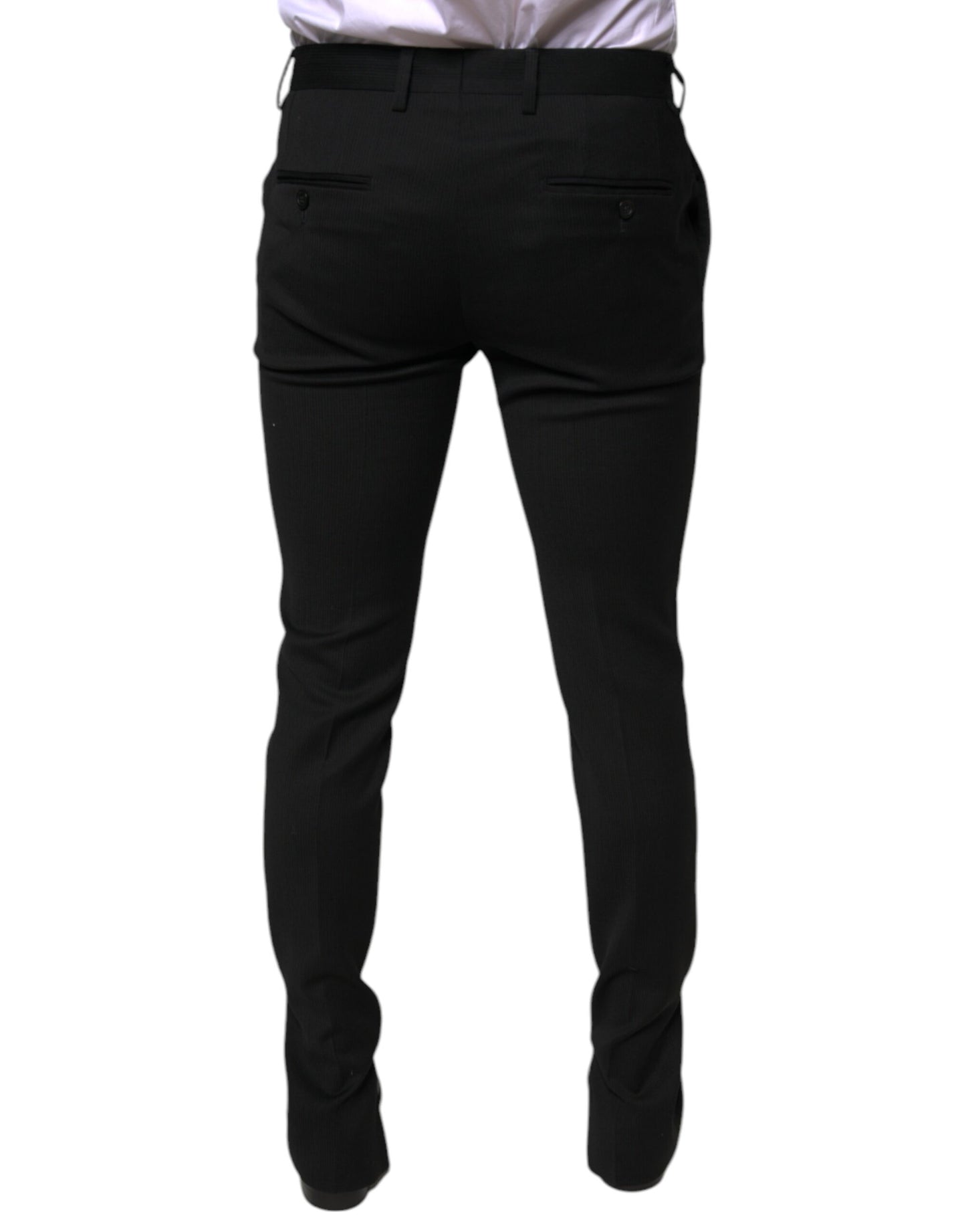 Pantalones de vestir formales ajustados de lana negra de Dolce & Gabbana
