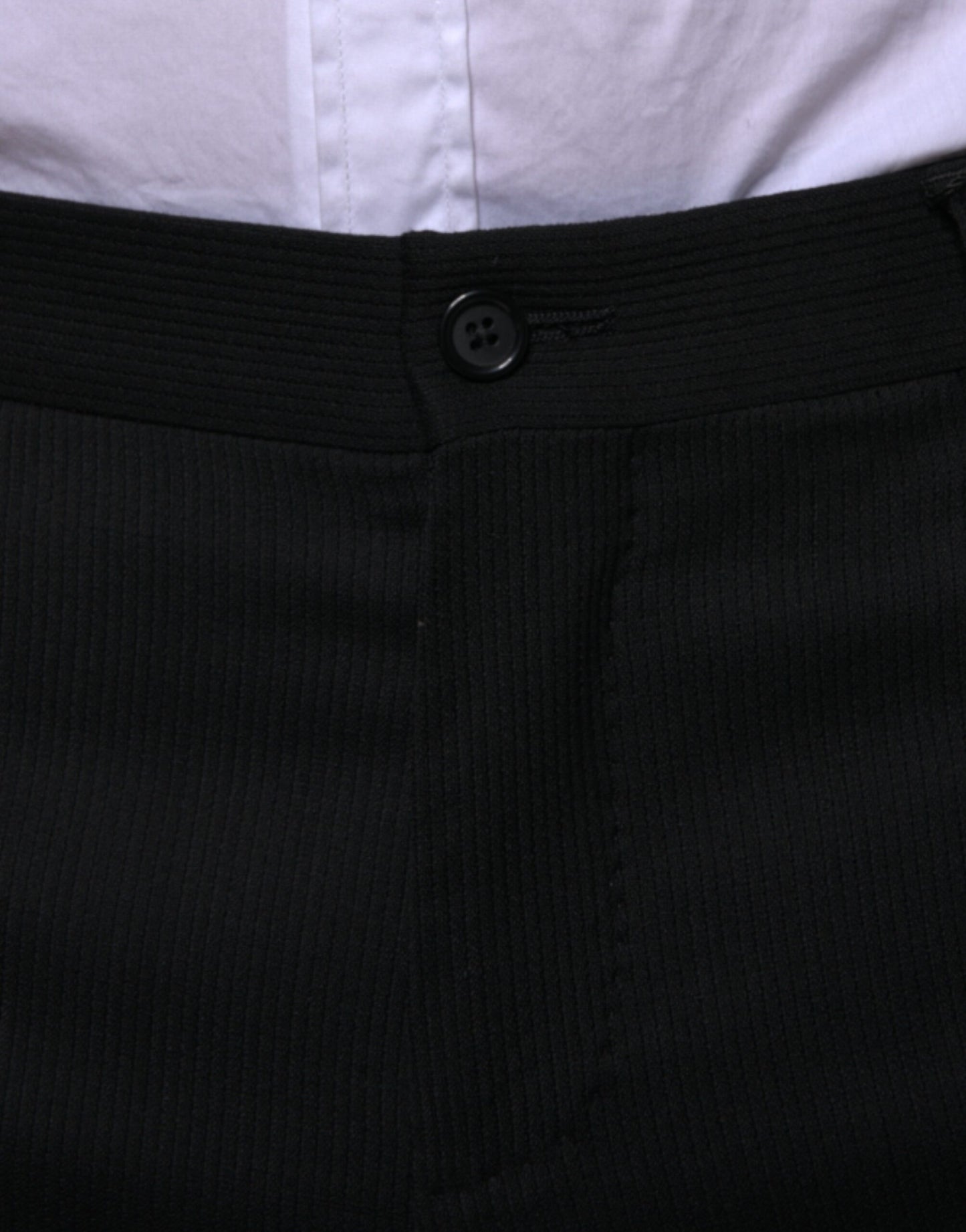 Pantalones de vestir formales ajustados de lana negra de Dolce & Gabbana
