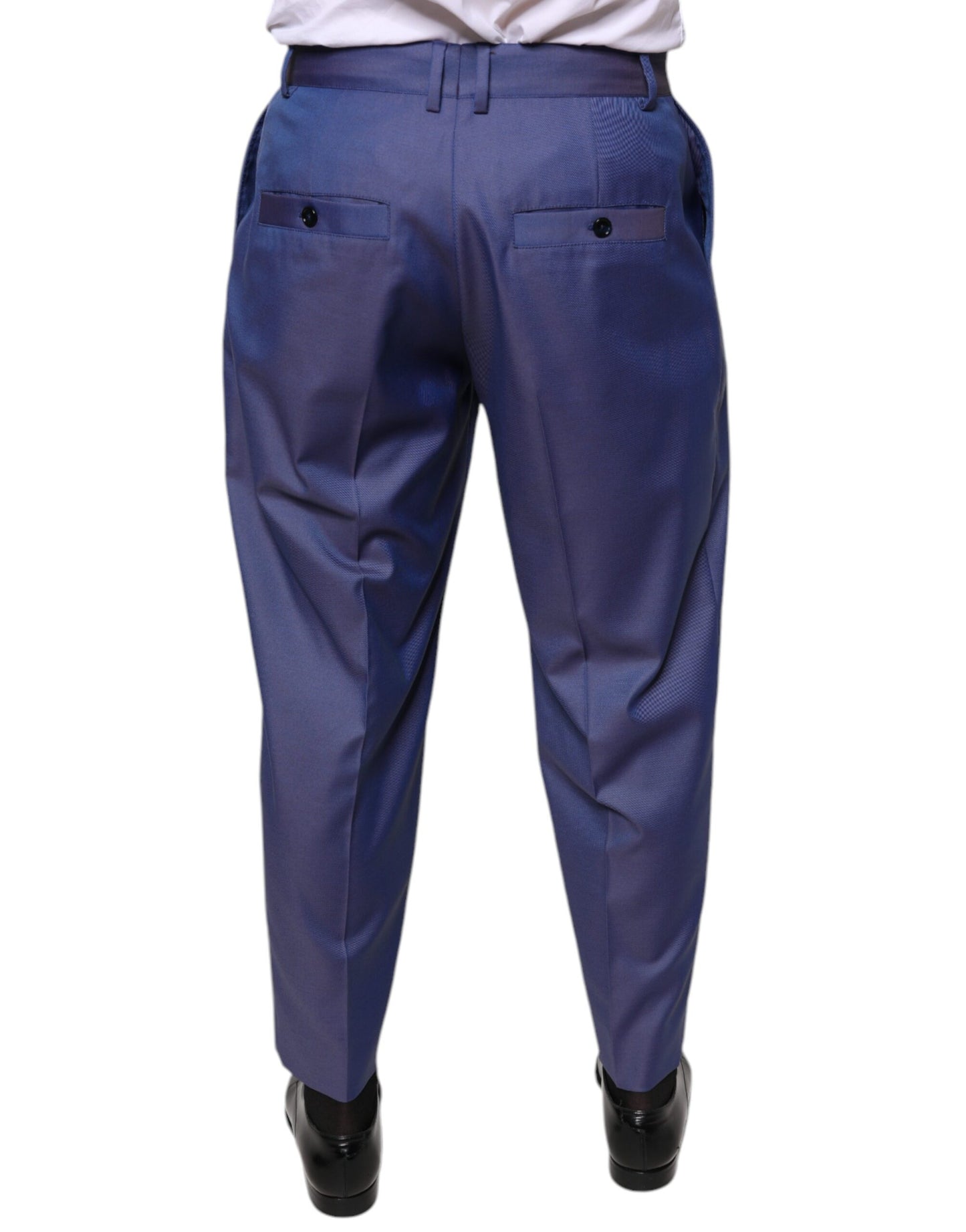 Pantalones formales ajustados de lana azul de Dolce & Gabbana