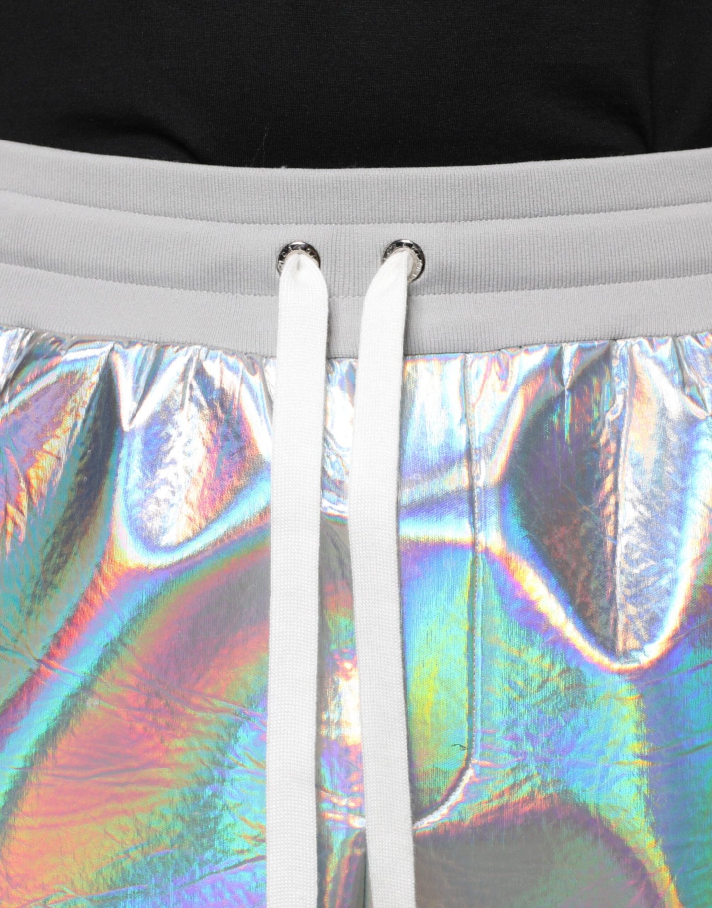 Pantalones deportivos para hombre Dolce & Gabbana con efecto iridiscente plateado