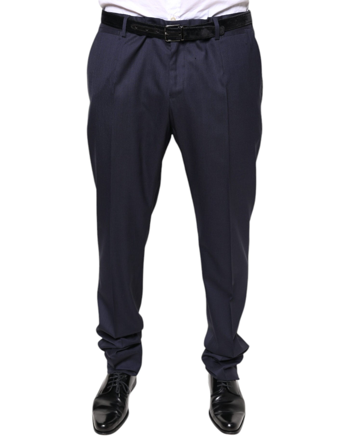 Pantalones de vestir formales ajustados de lana azul de Dolce & Gabbana
