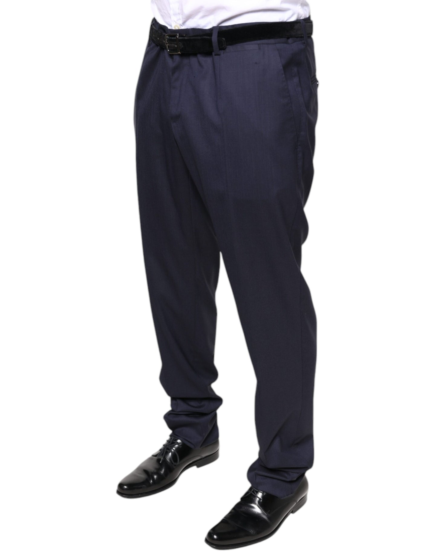 Pantalones de vestir formales ajustados de lana azul de Dolce & Gabbana