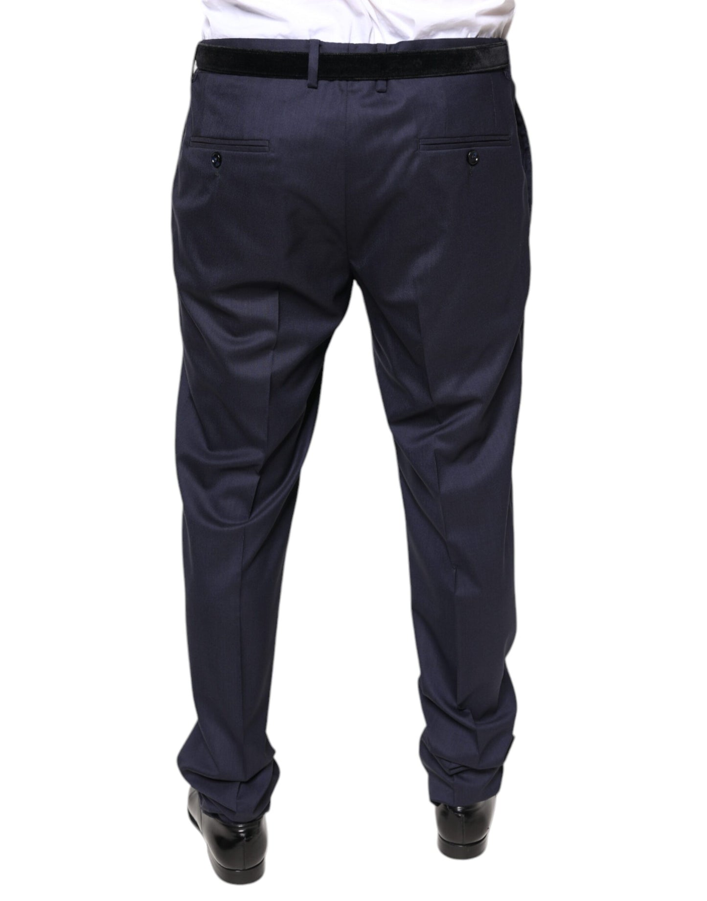 Pantalones de vestir formales ajustados de lana azul de Dolce & Gabbana