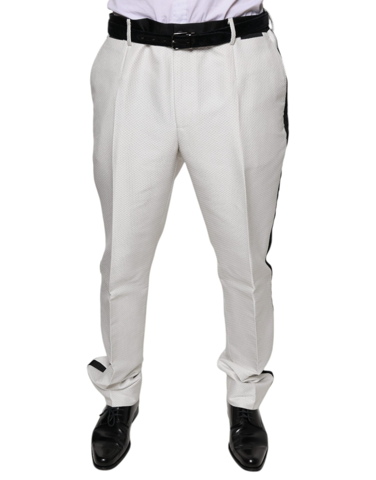 Pantalon habillé en polyester blanc Dolce & Gabbana