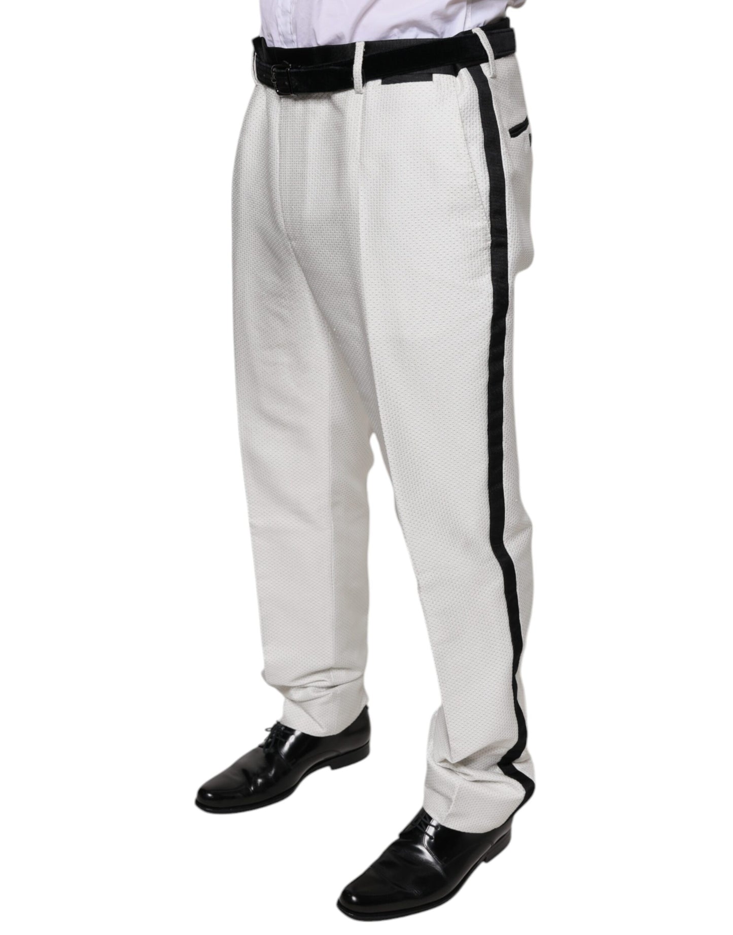 Pantalon habillé en polyester blanc Dolce & Gabbana