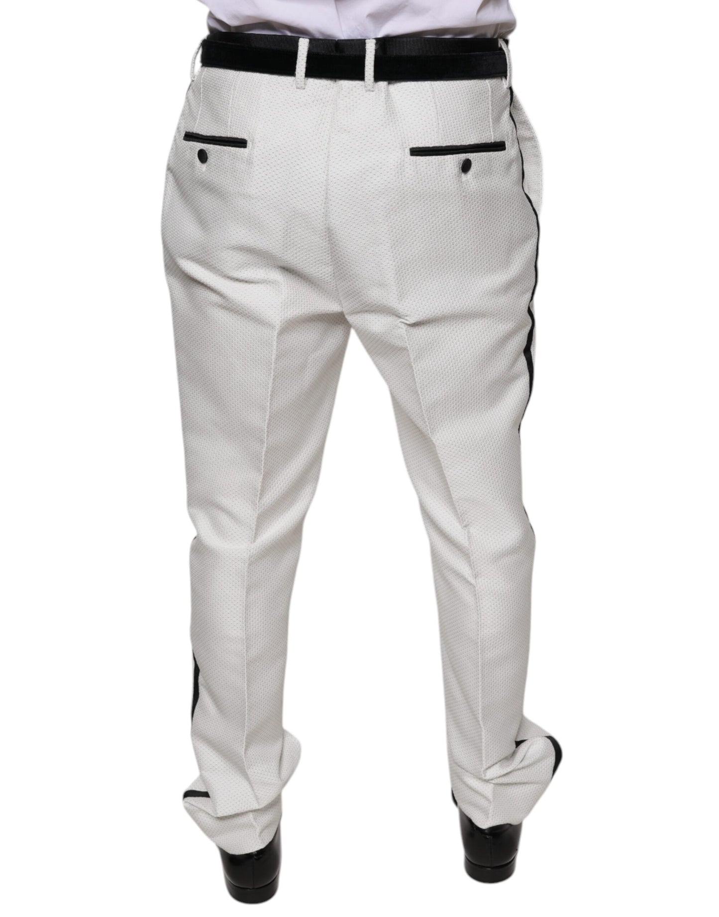 Pantalon habillé en polyester blanc Dolce & Gabbana