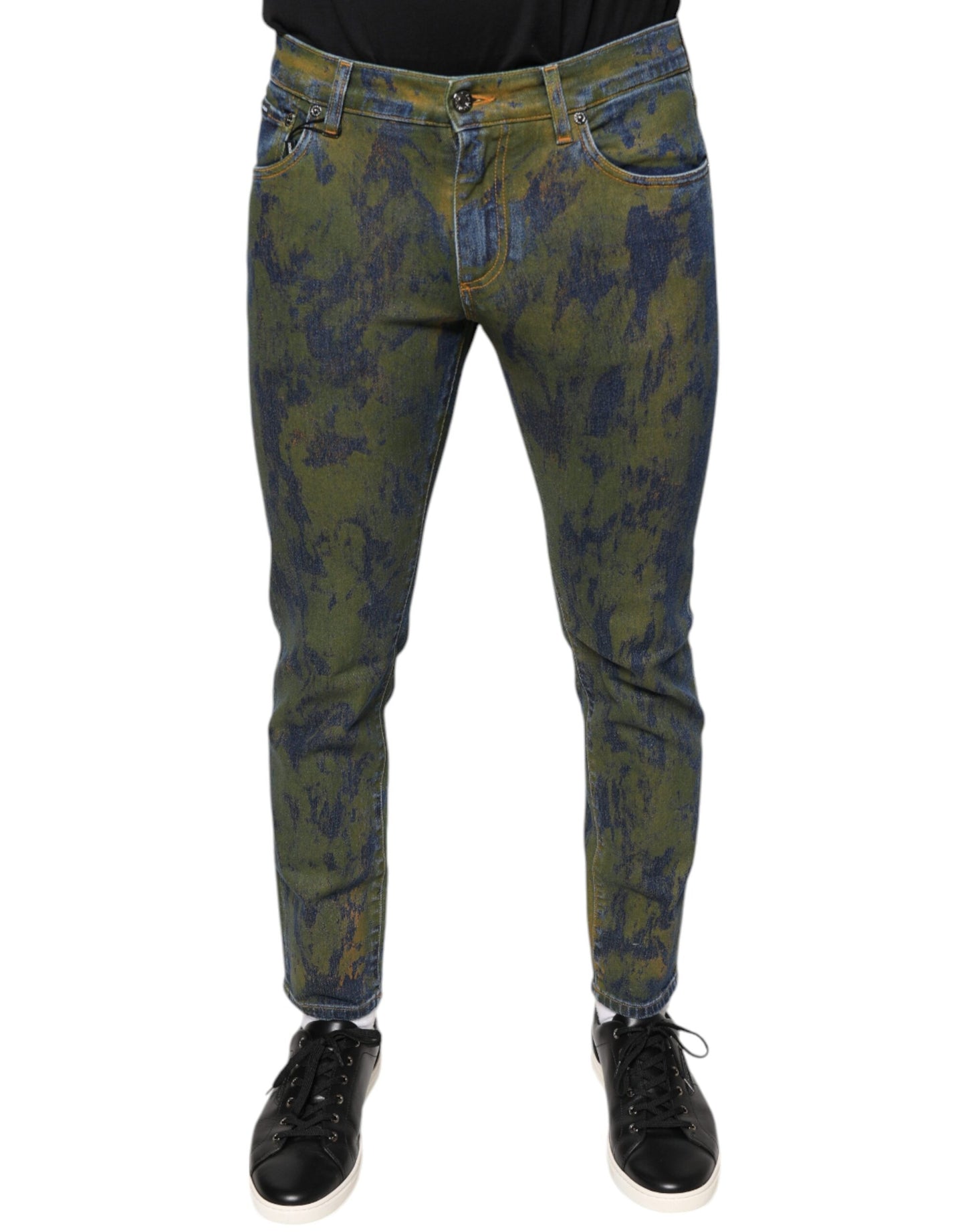 Jean slim en denim bleu teint en coton Dolce & Gabbana pour homme