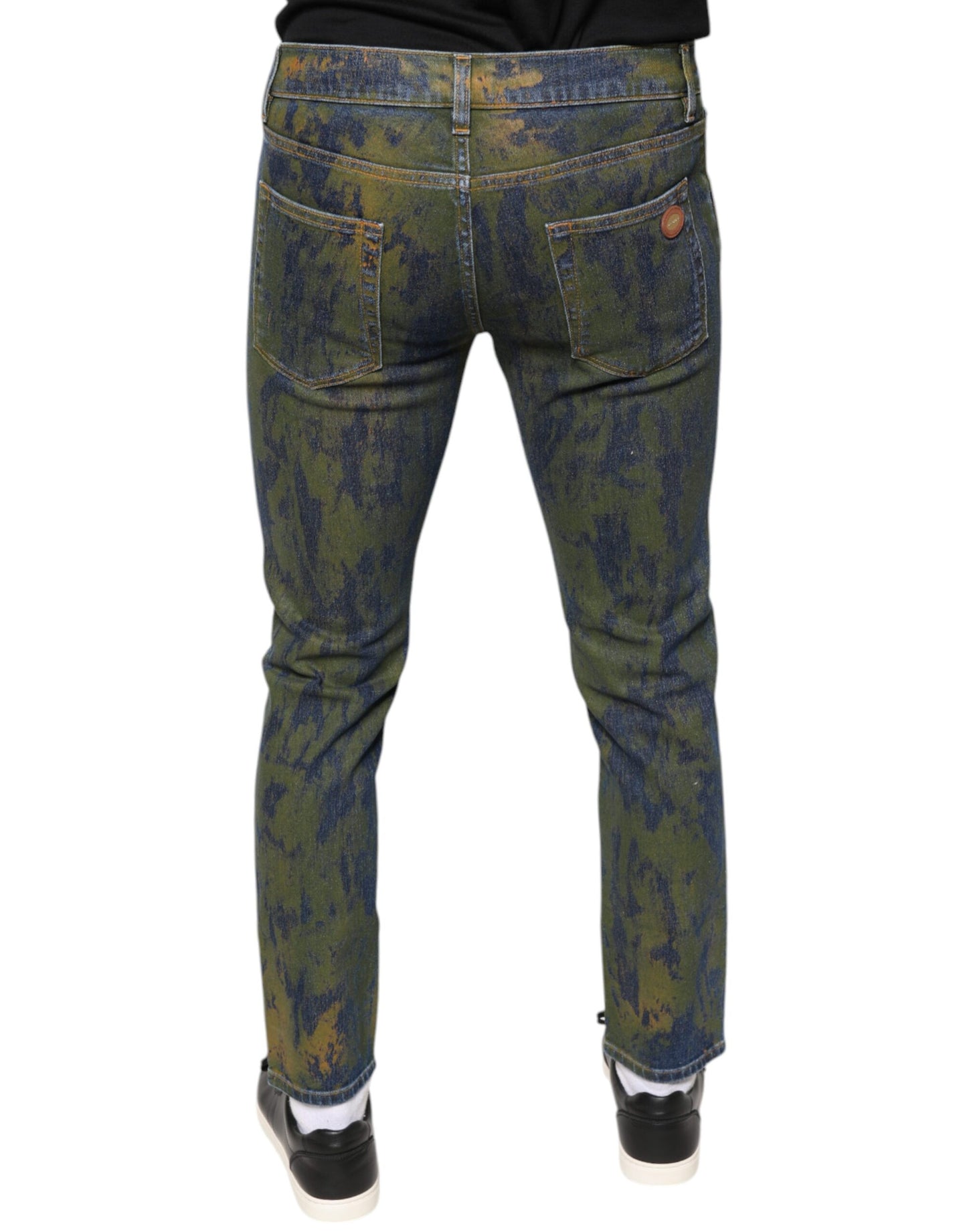 Jean slim en denim bleu teint en coton Dolce & Gabbana pour homme