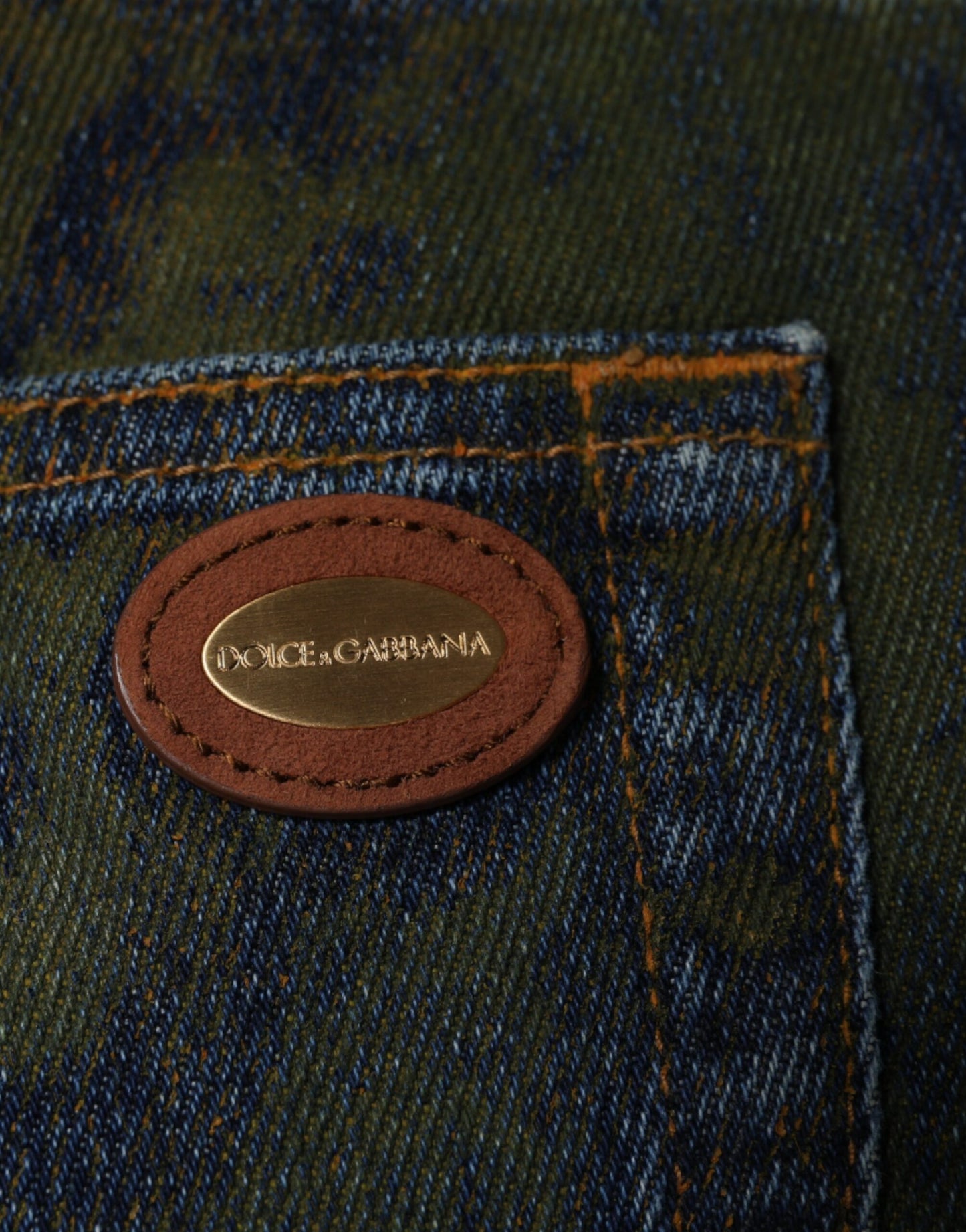 Jean slim en denim bleu teint en coton Dolce & Gabbana pour homme