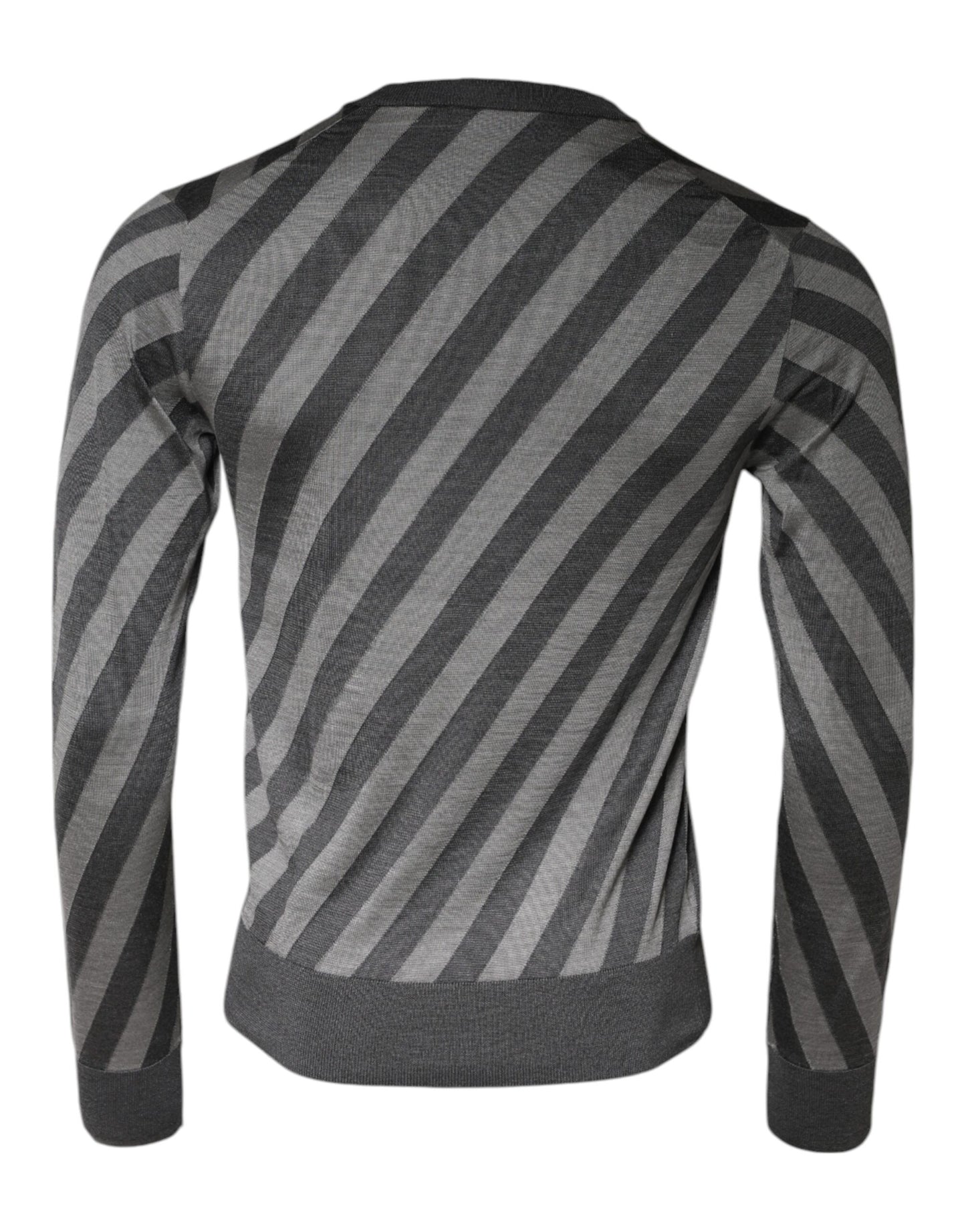 Pull col rond à manches longues et rayures grises Dolce & Gabbana