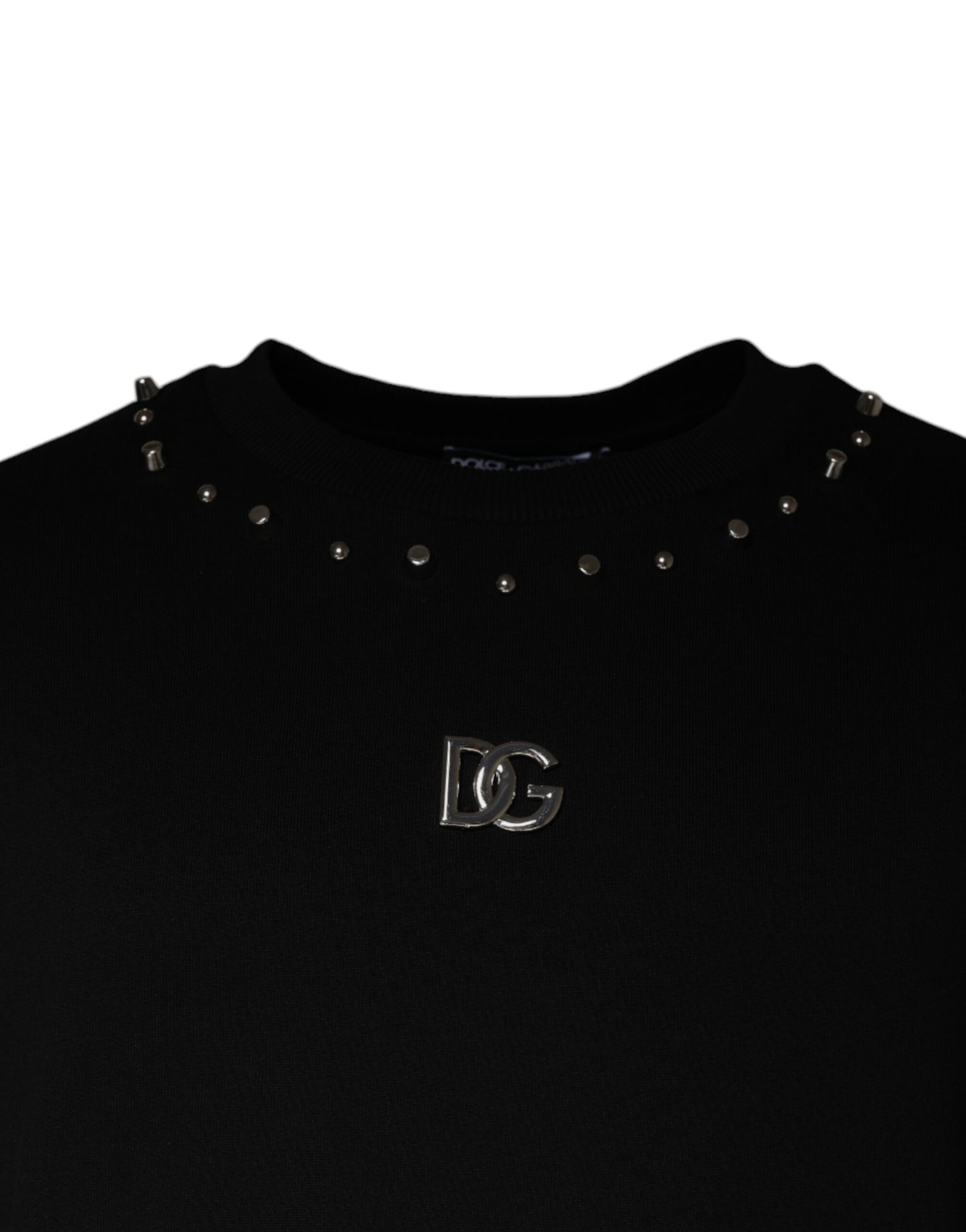 Pull-over à logo clouté noir Dolce & Gabbana