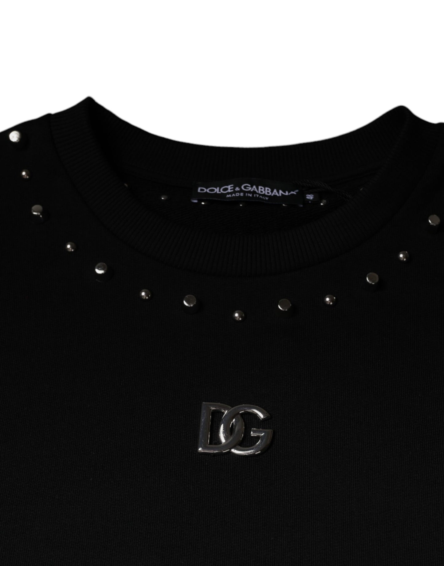 Pull-over à logo clouté noir Dolce & Gabbana