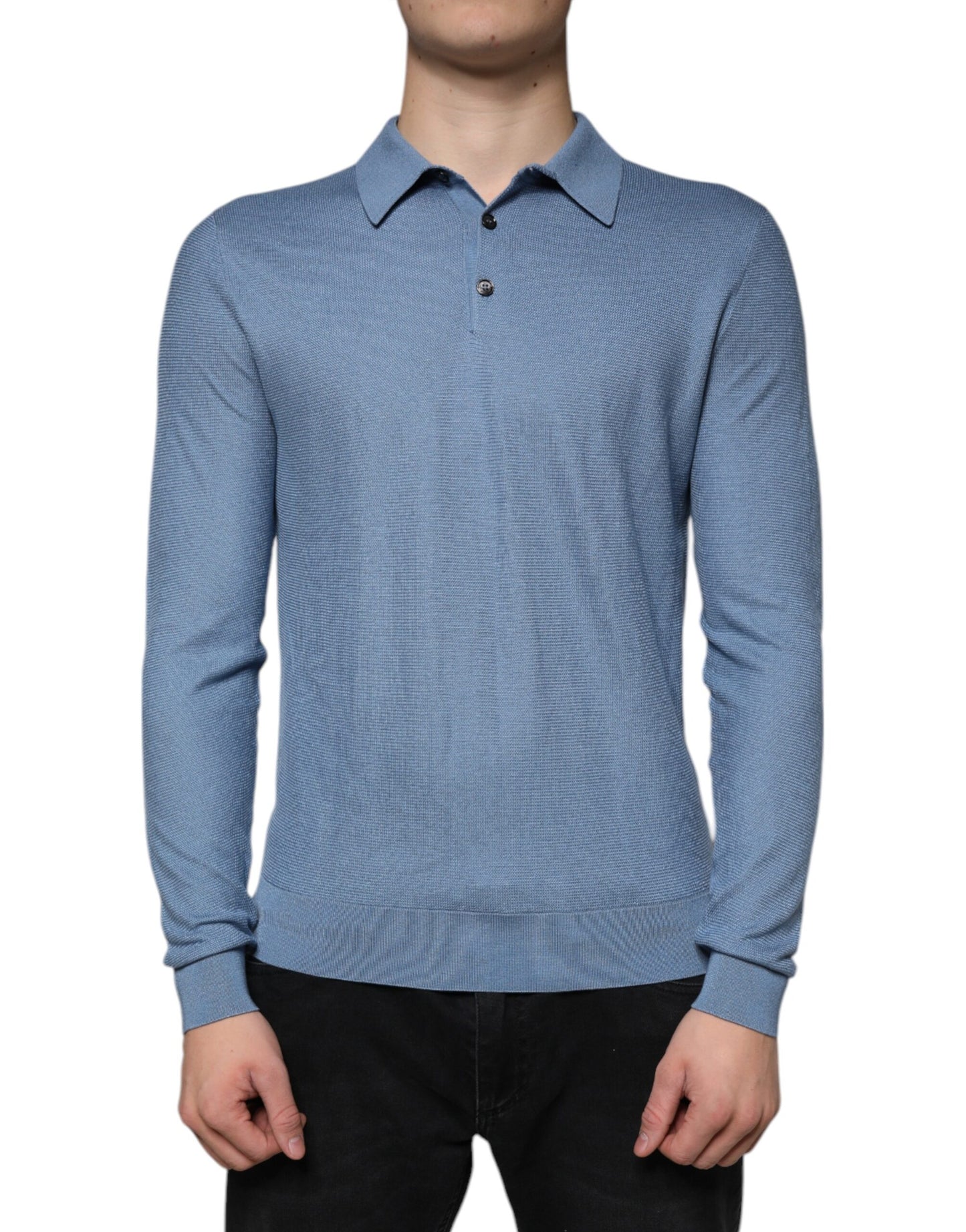 Pull col roulé en soie bleu ciel Dolce & Gabbana pour homme