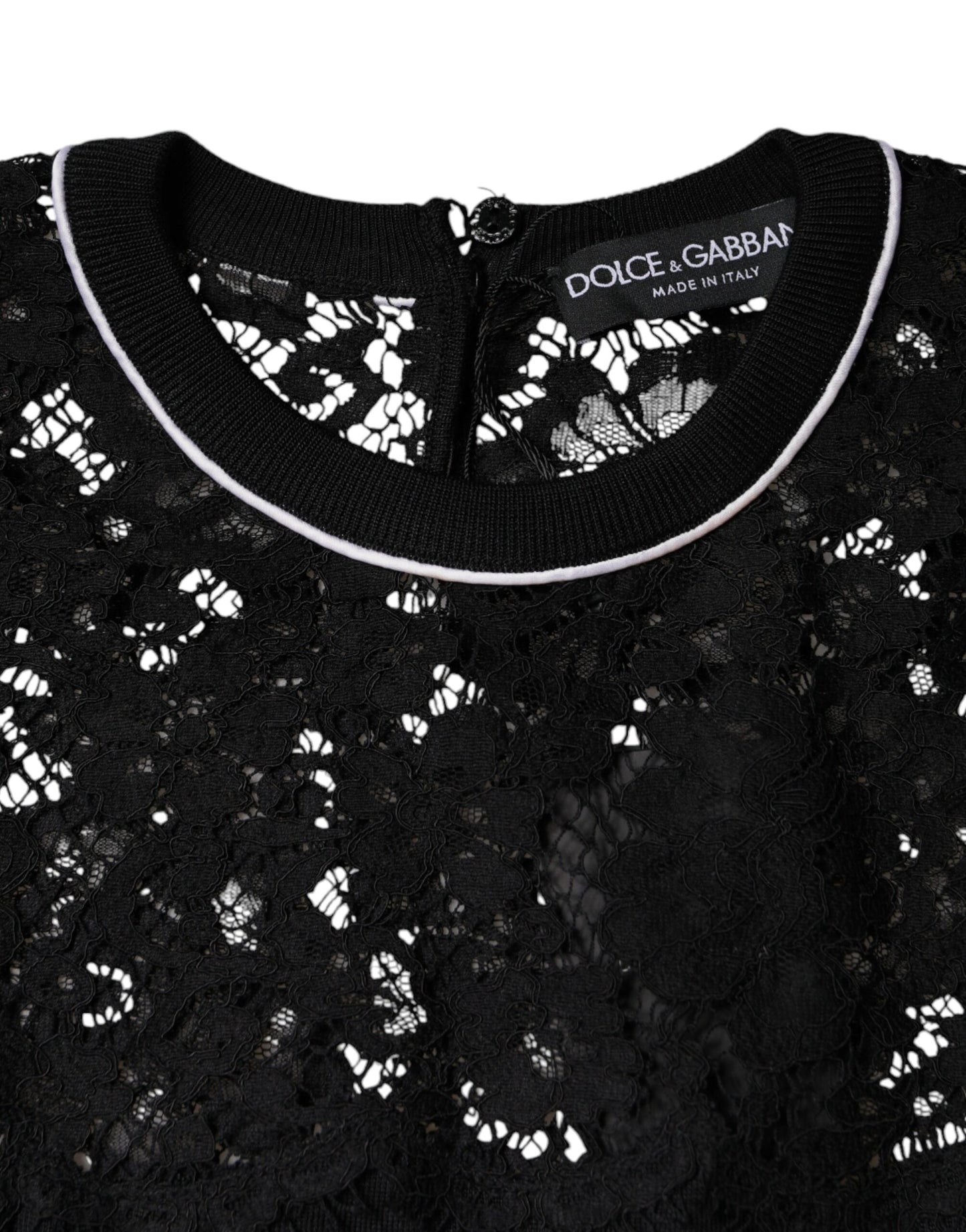 Blusa de seda con encaje floral en color negro de Dolce & Gabbana