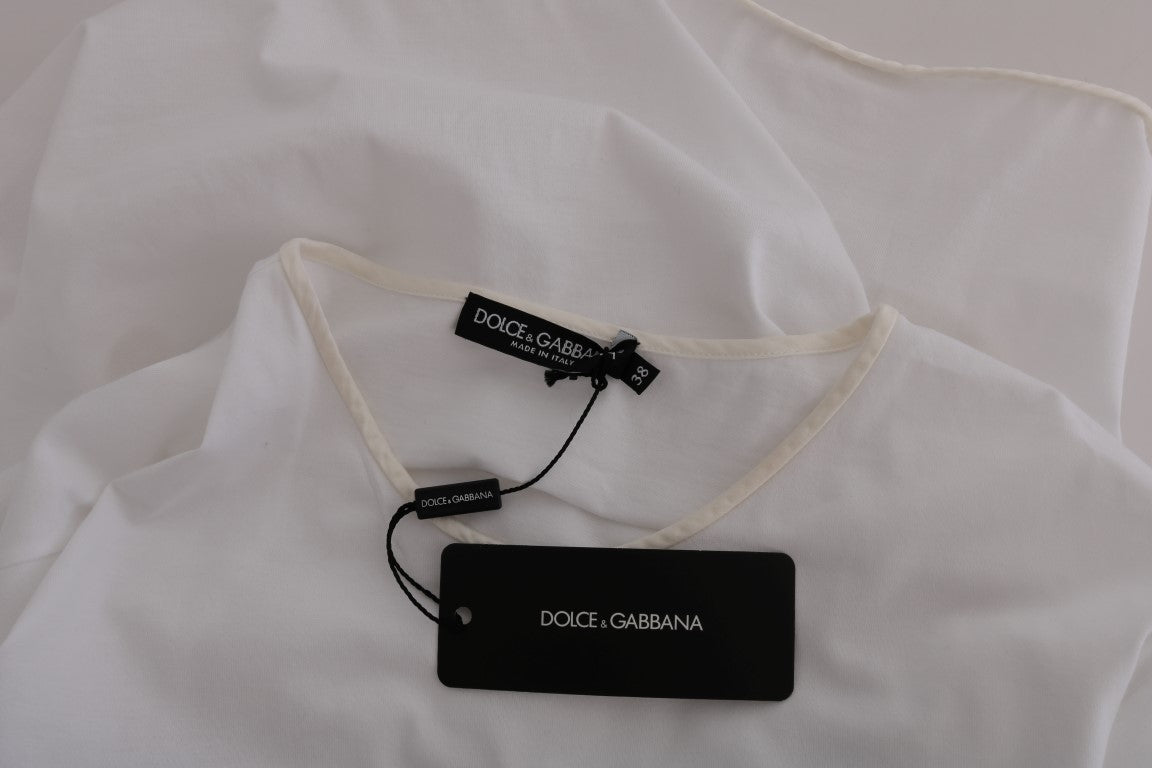 Dolce & Gabbana Chemisier portefeuille blanc élégant avec des accents de cristal
