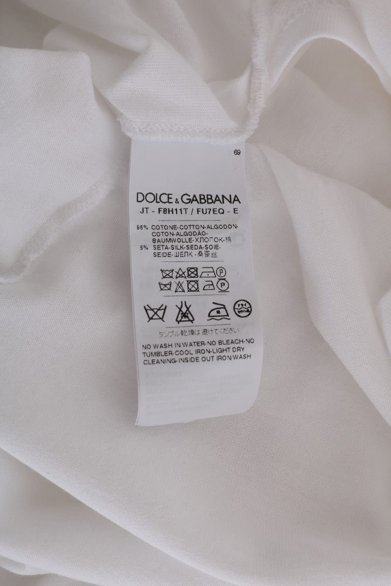 Dolce & Gabbana Chemisier portefeuille blanc élégant avec des accents de cristal