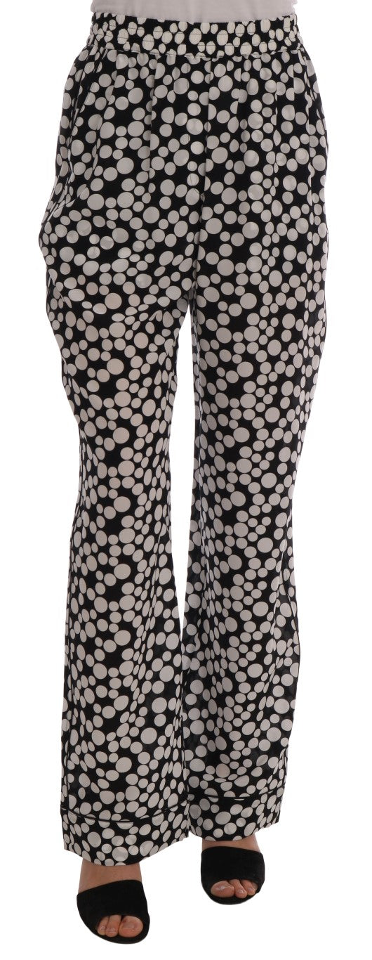 Dolce & Gabbana Elegant Polka Dot Silk High-Waist Pants - Elegance Online Limited