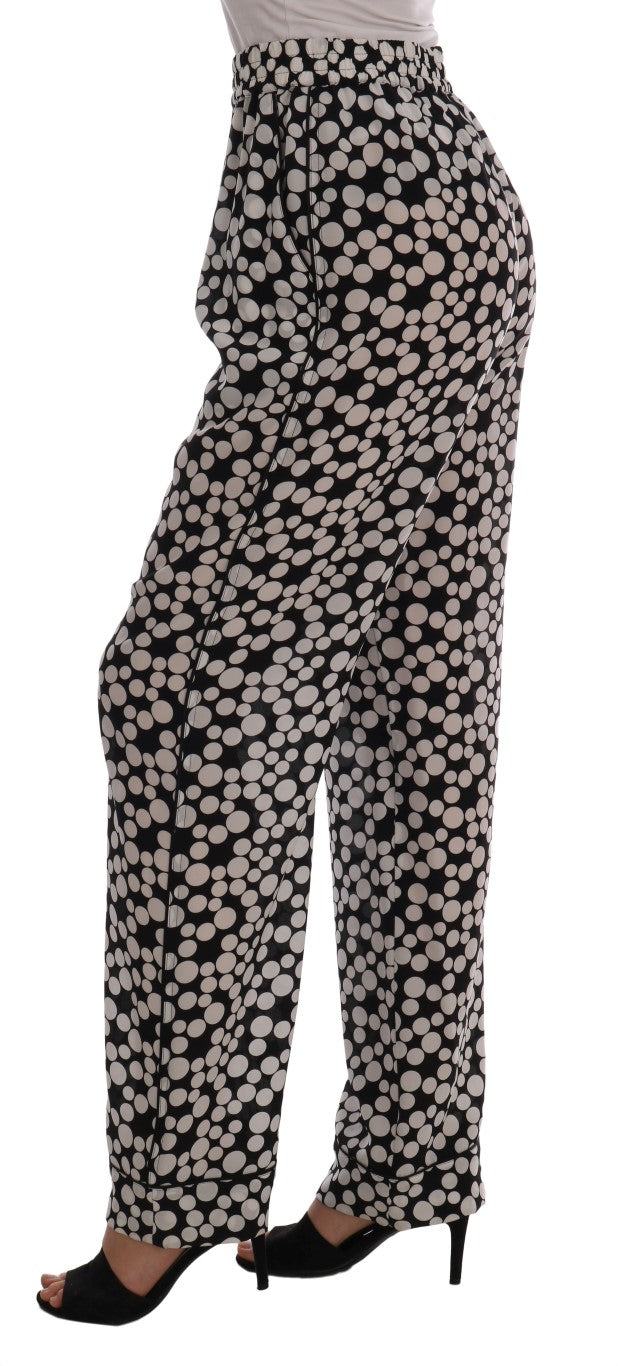 Dolce & Gabbana Elegant Polka Dot Silk High-Waist Pants - Elegance Online Limited
