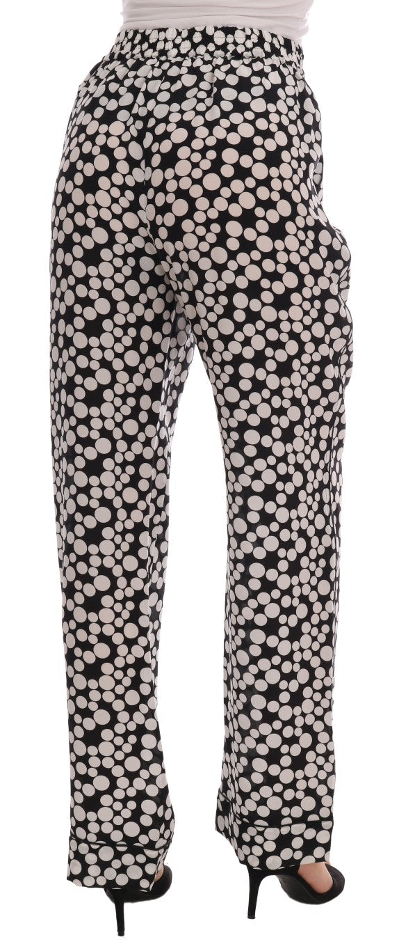 Dolce & Gabbana Elegant Polka Dot Silk High-Waist Pants - Elegance Online Limited