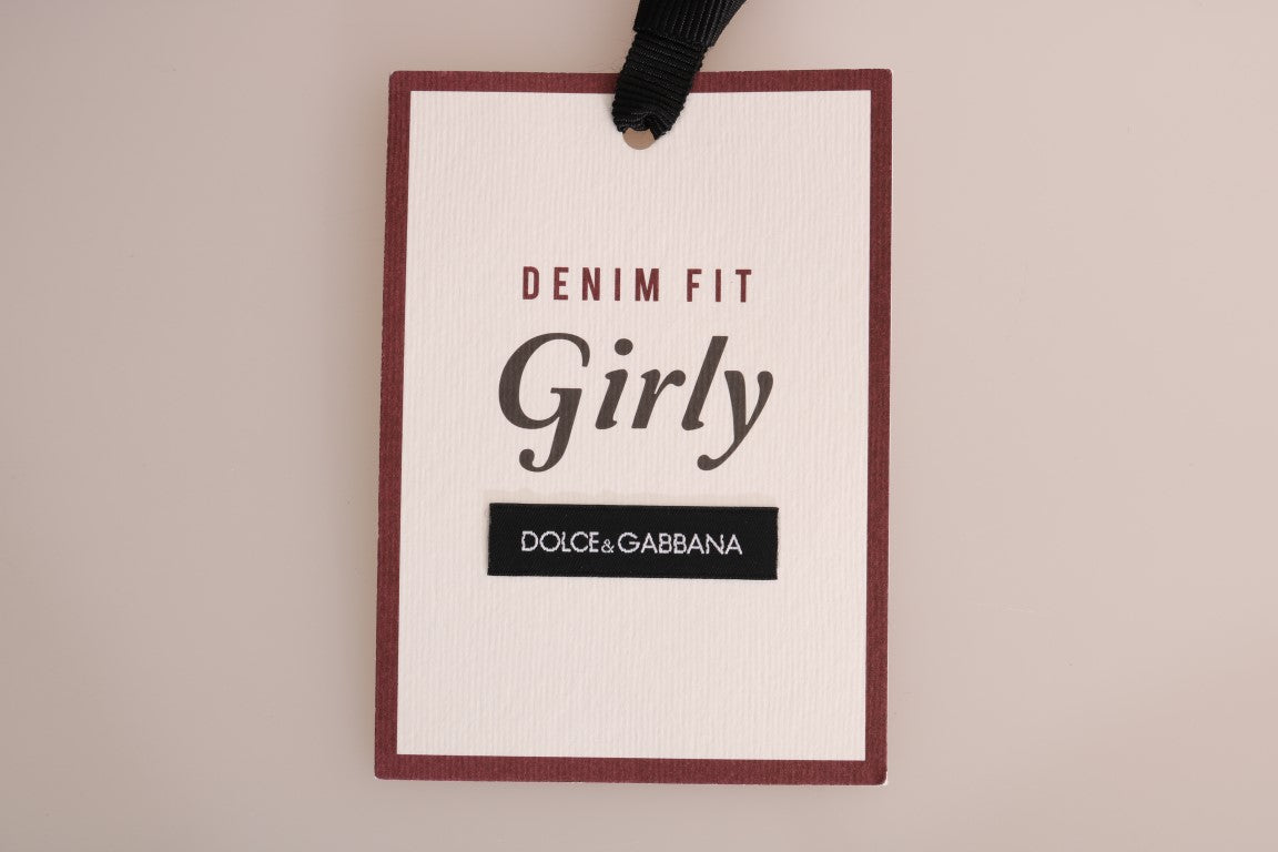 Dolce & Gabbana Chic Blue Striped Slim Fit Girly Jeans - Elegance Online Limited
